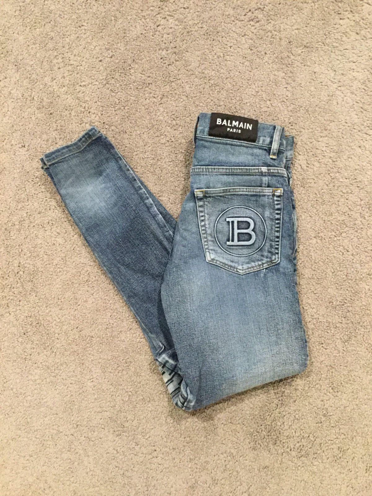 Balmain BALMAIN PARIS TAPERED MOTO DENIM SKINNY JEANS Size US 29 - 3 Thumbnail