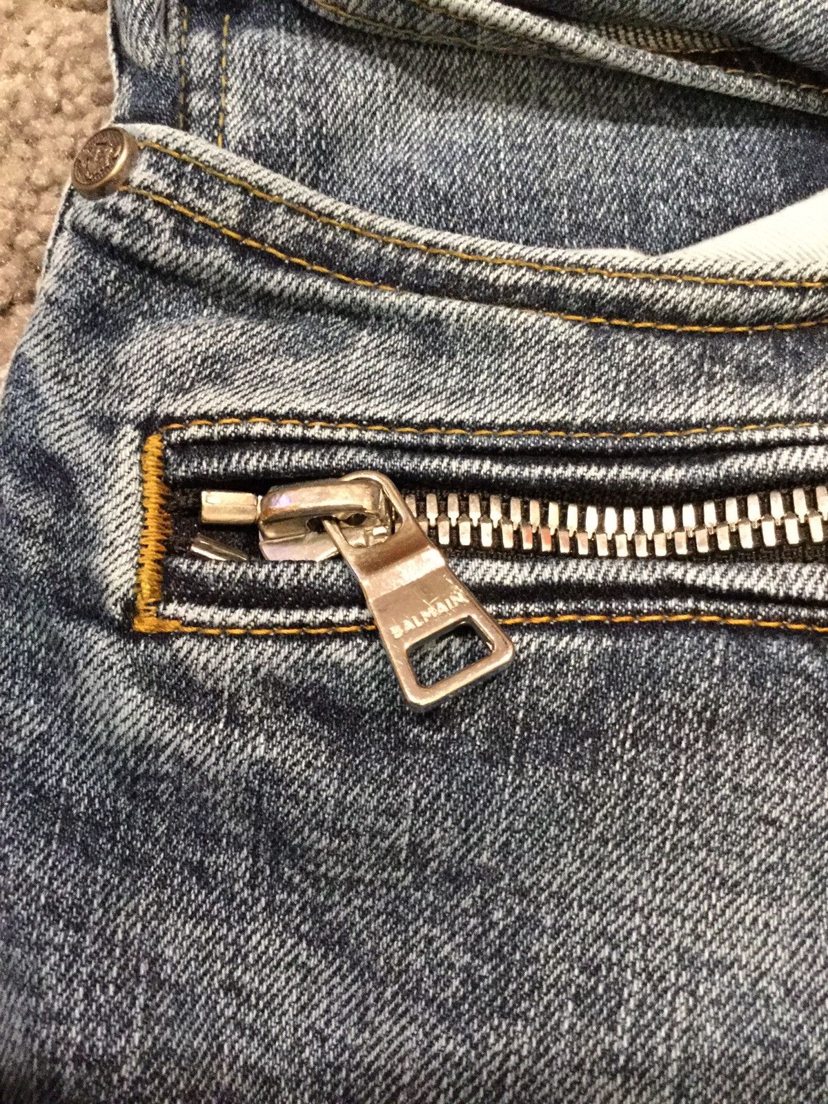 Balmain BALMAIN PARIS TAPERED MOTO DENIM SKINNY JEANS Size US 29 - 5 Thumbnail