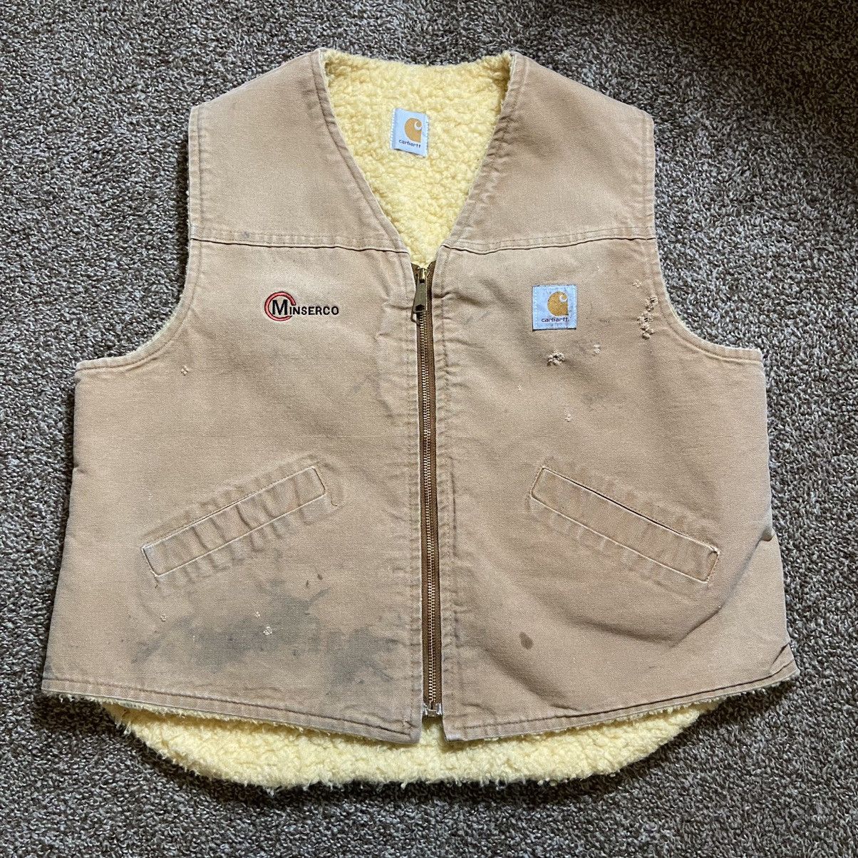 Vintage 80s carhartt Sherpa store lined vest