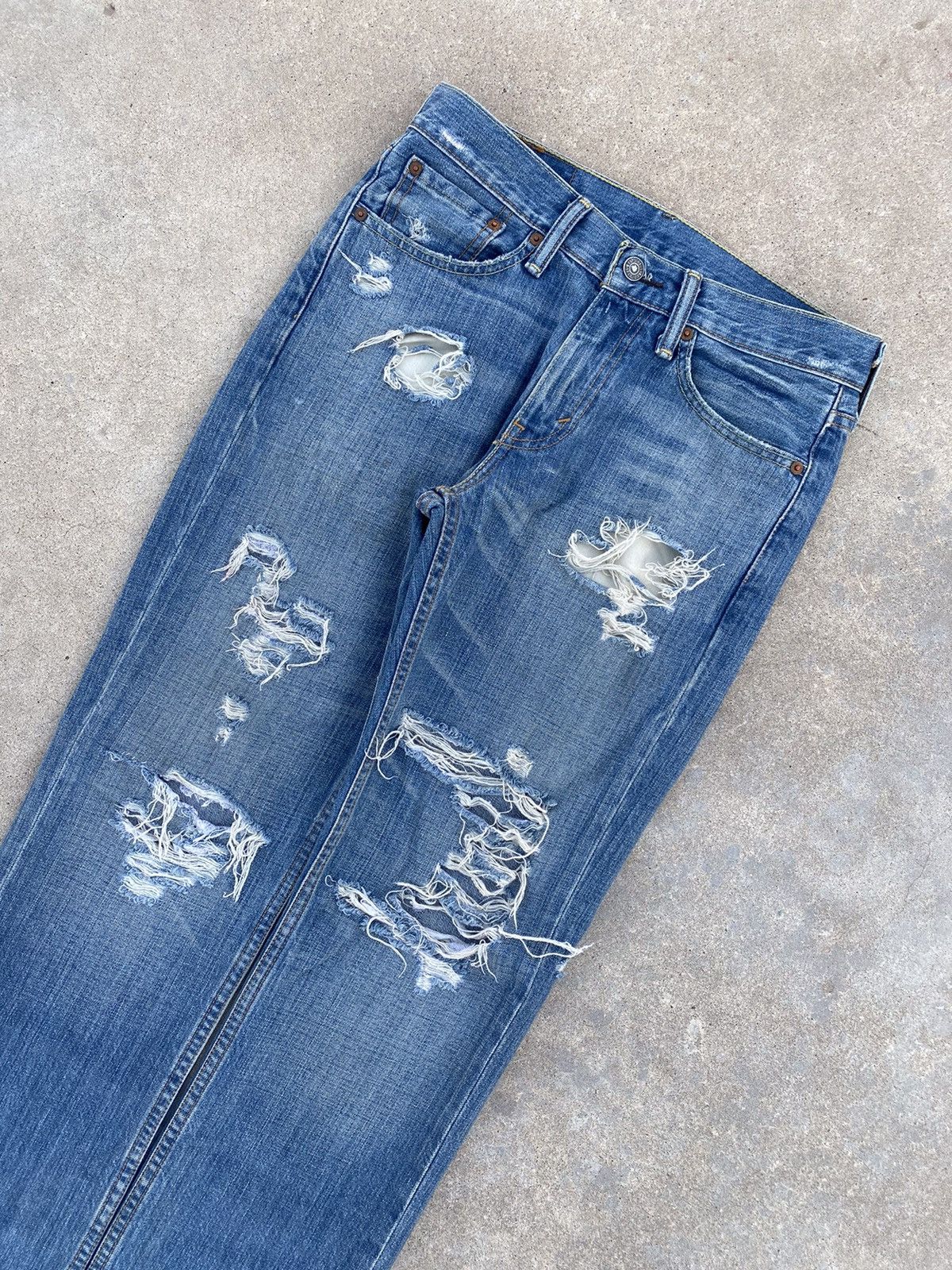 Levi's Levi’s 514 Repaired Distressed Denim Size US 28 / EU 44 - 4 Thumbnail