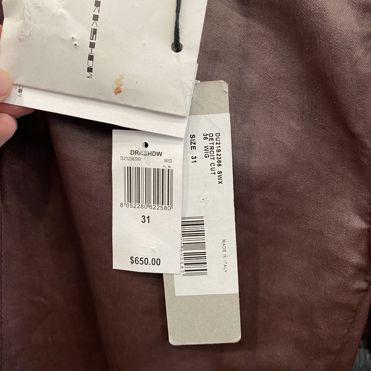 Rick Owens Drkshdw Maroon wax denim with tags Size US 31 - 6 Thumbnail