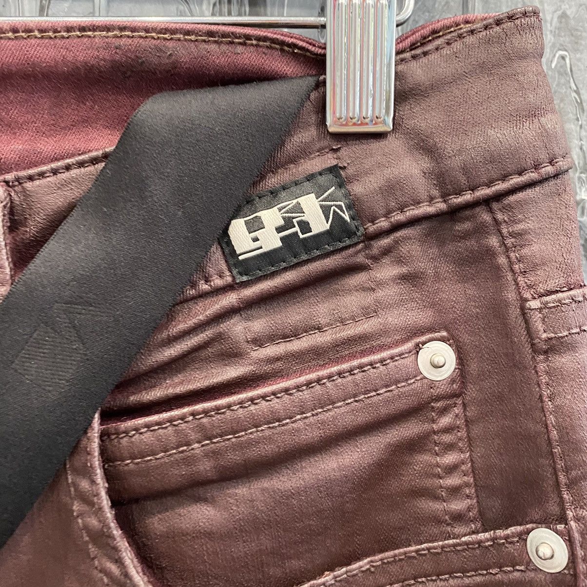 Rick Owens Drkshdw Maroon wax denim with tags Size US 31 - 8 Thumbnail