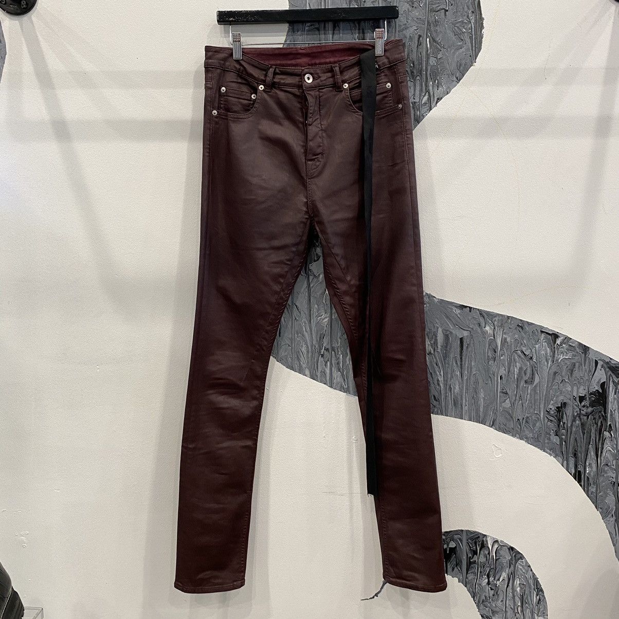 Rick Owens Drkshdw Maroon wax denim with tags Size US 31 - 1 Thumbnail