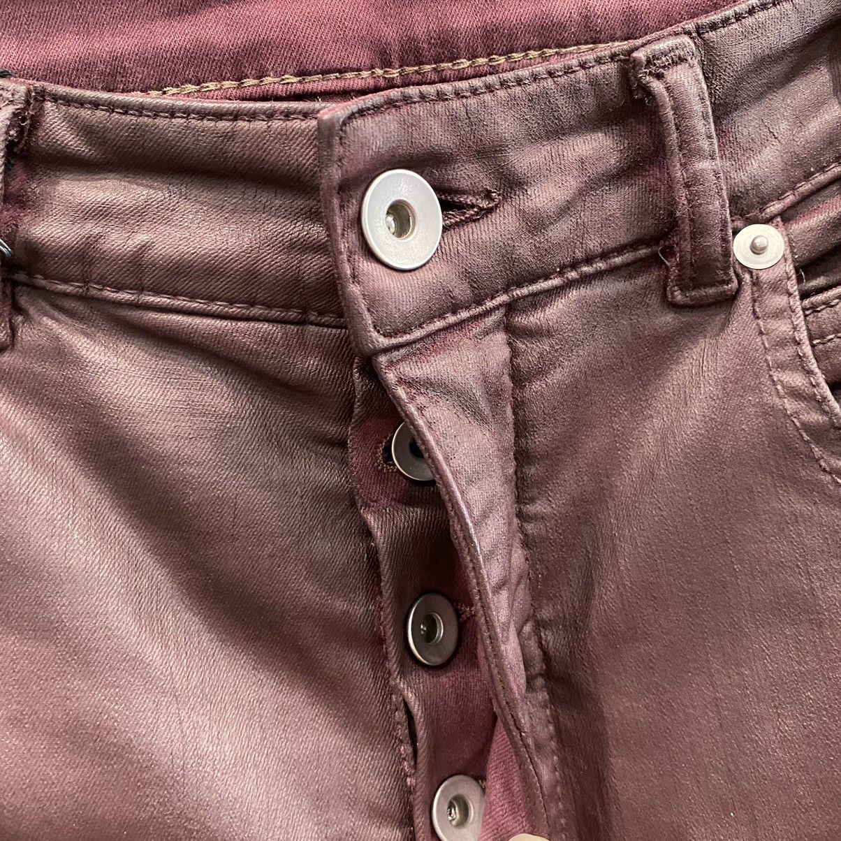 Rick Owens Drkshdw Maroon wax denim with tags Size US 31 - 7 Thumbnail