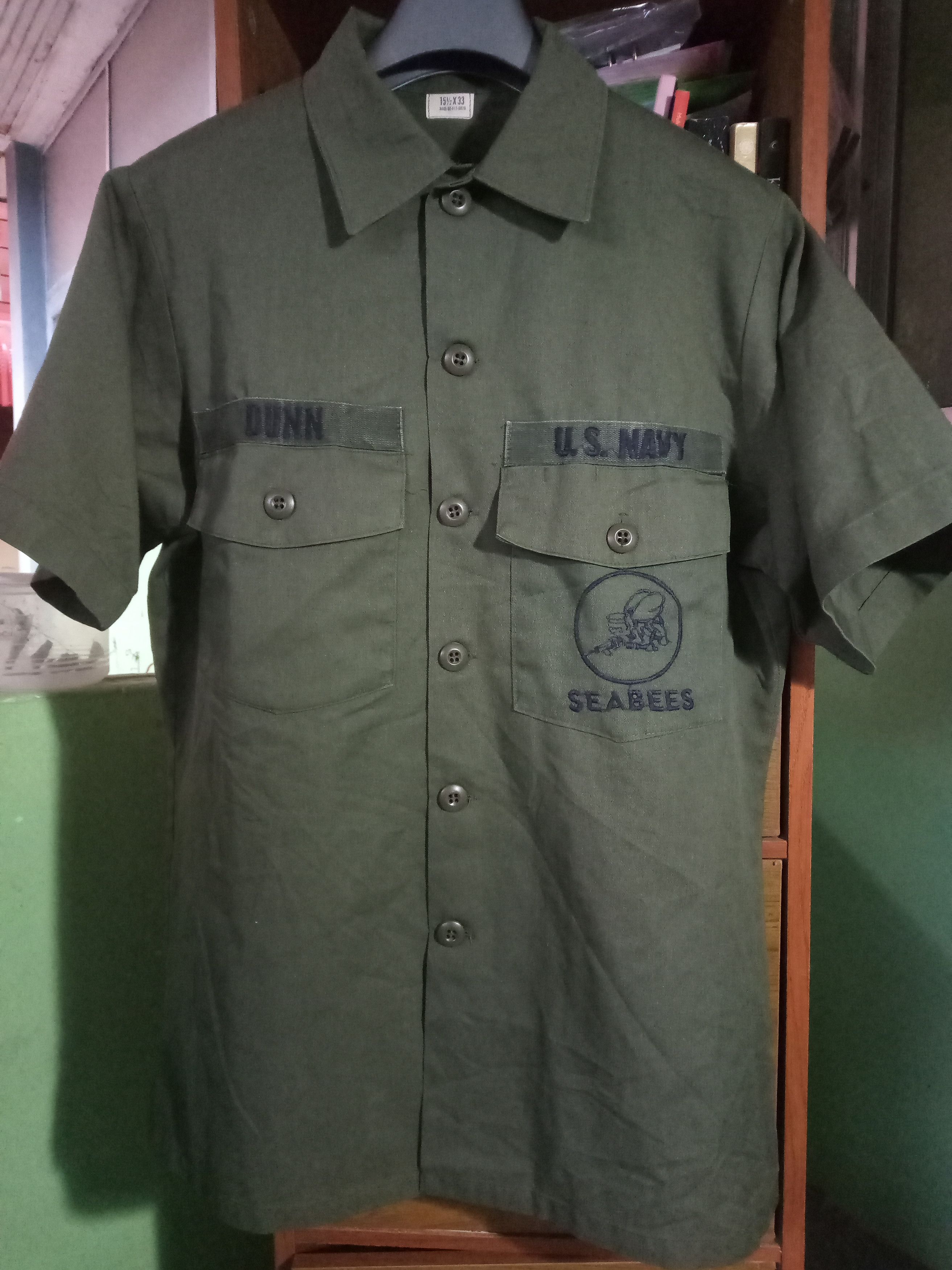 Vintage Vintage OG 507 Military USAF Seabees embroidery 70s Size US L / EU 52-54 / 3 - 1 Thumbnail