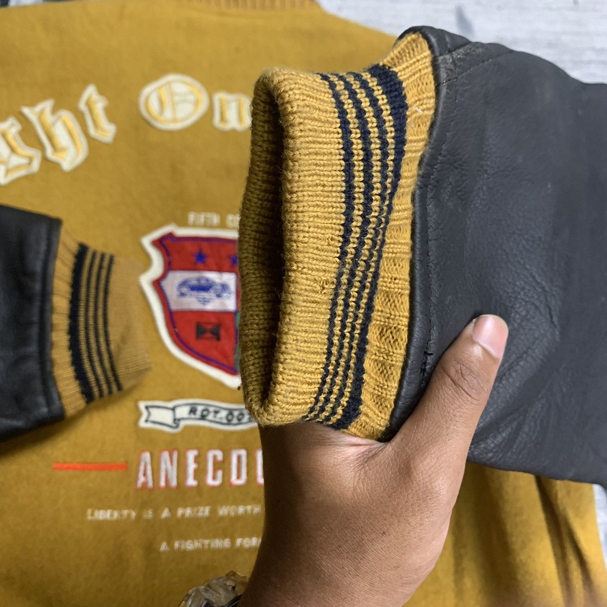 Japanese Brand × Vintage 🔥NK179🔥Vintage Anecdote Leather varsity jackets Size US L / EU 52-54 / 3 - 8 Thumbnail