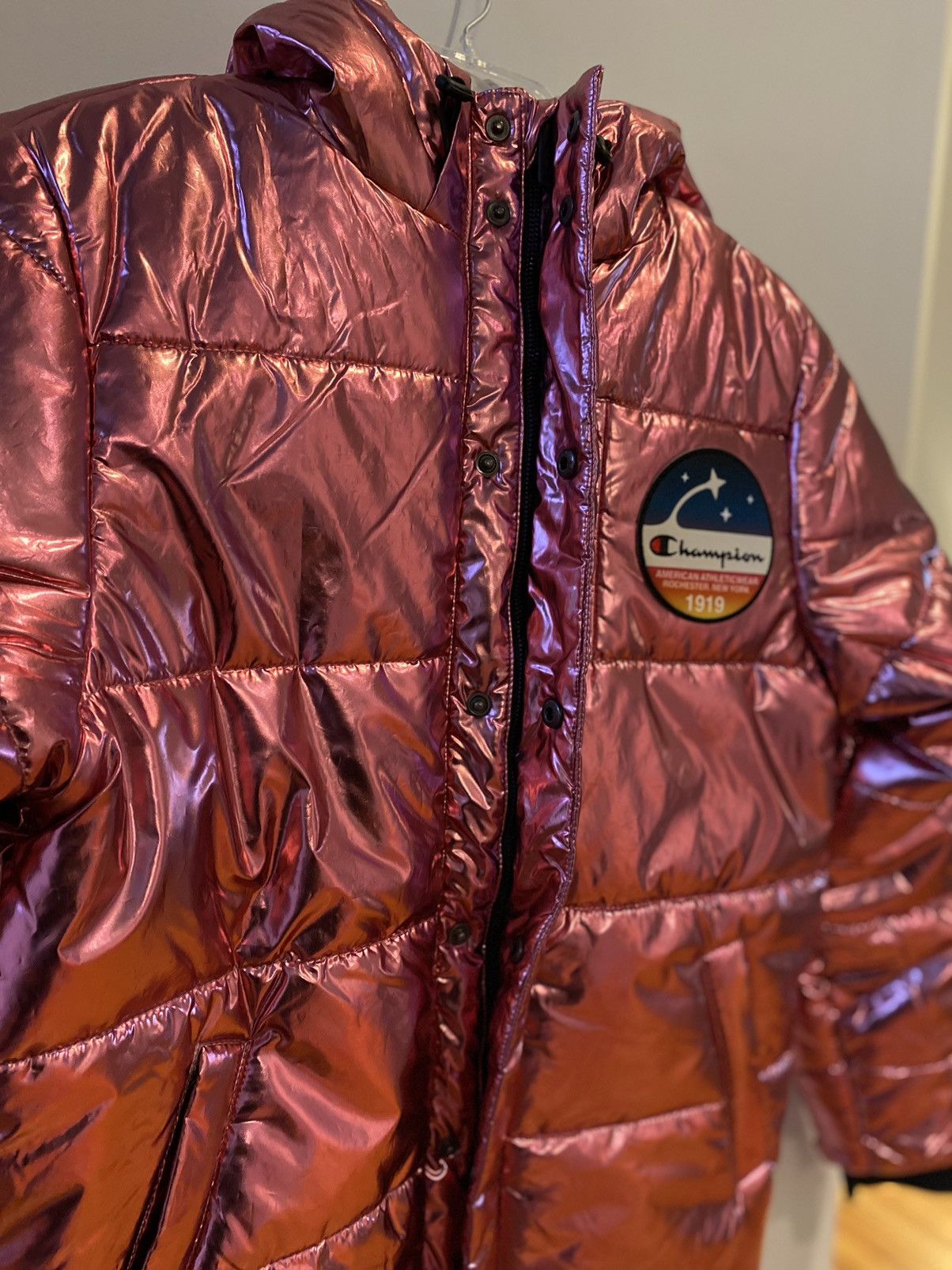 Champion nasa puffer jacket red on sale