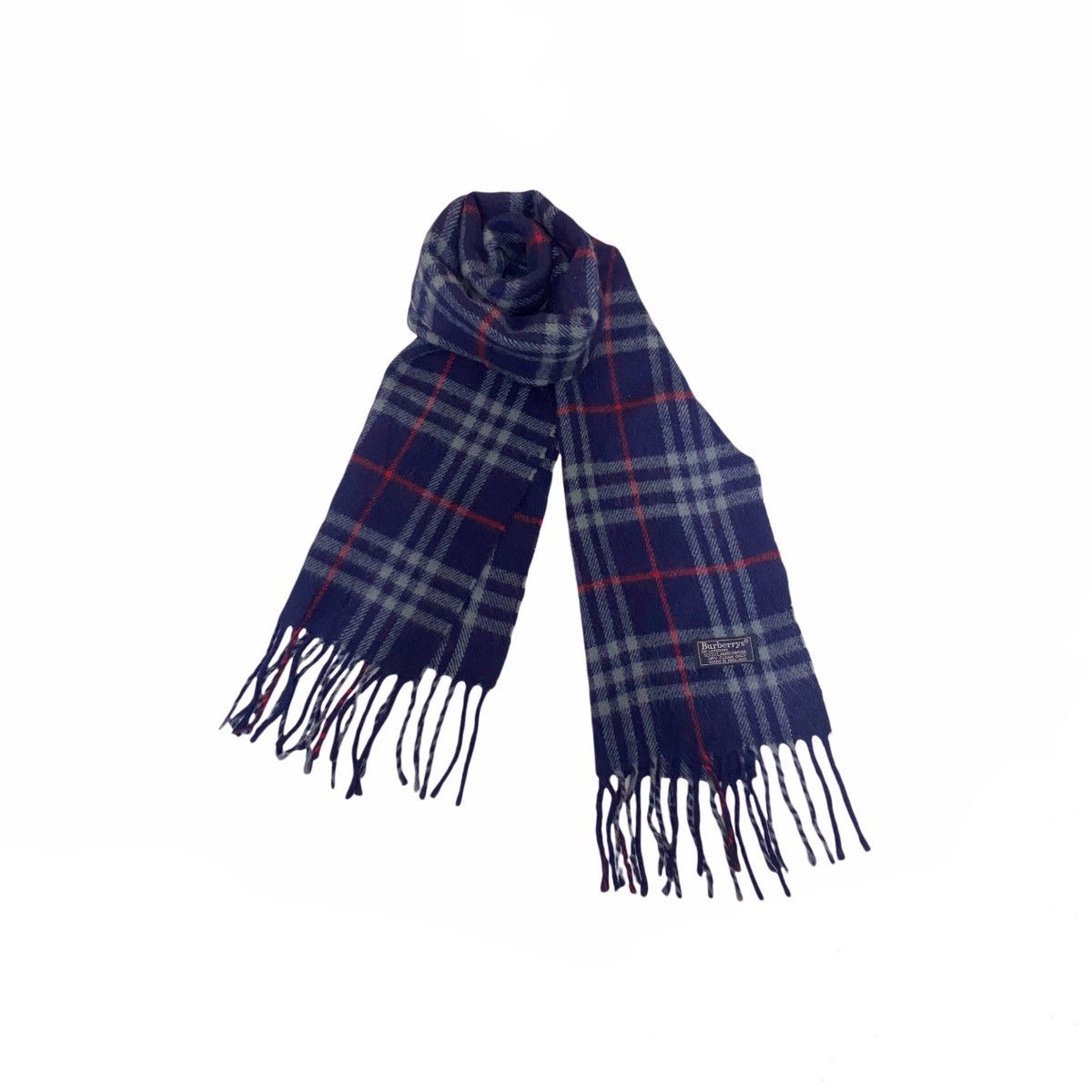 Vintage Burberrys Blue Nova Checked Scarve Muffler