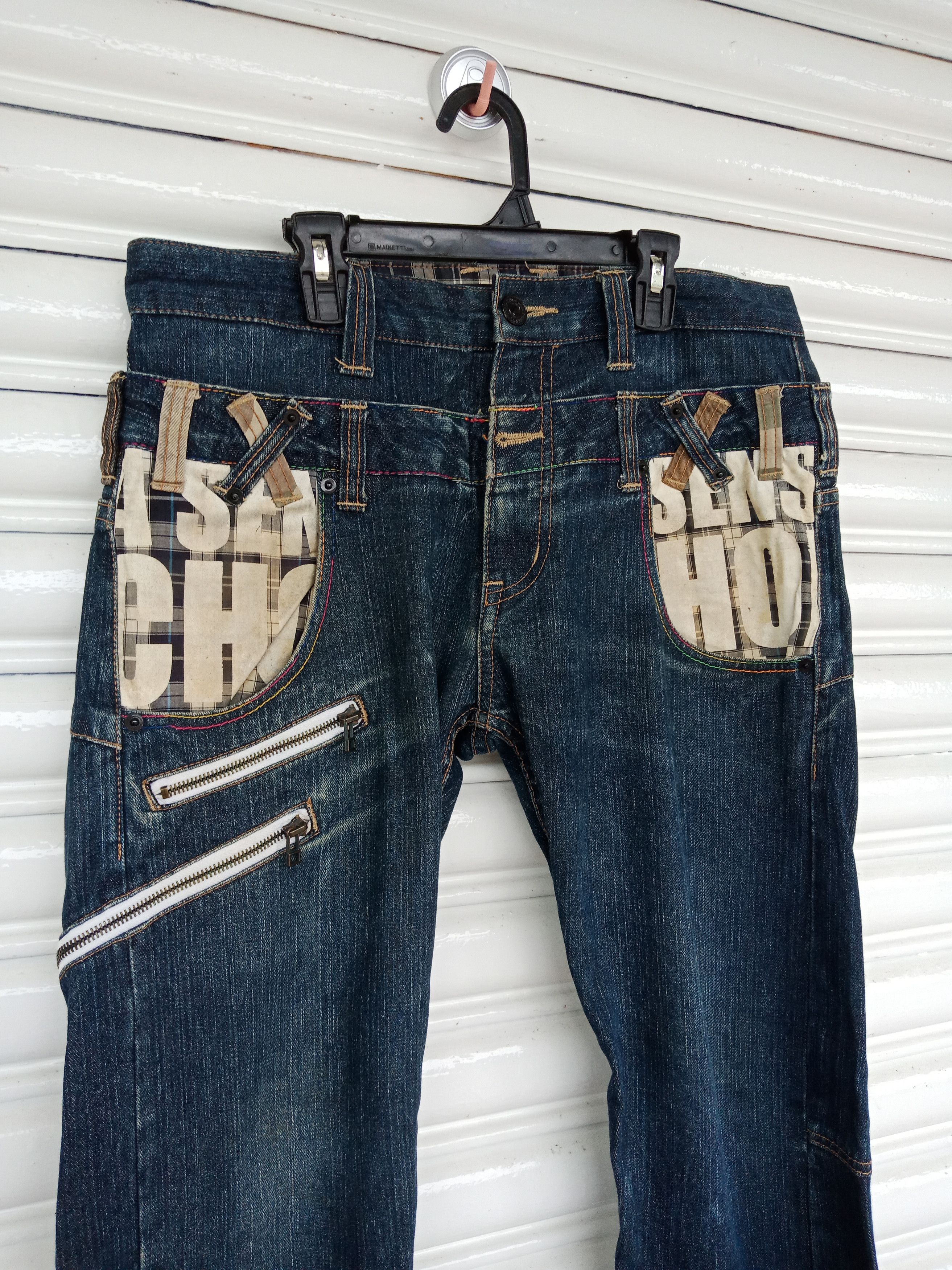 In The Attic Dominate Handcrafted Spellout Words Zippers Double Waist Size US 33 - 8 Thumbnail
