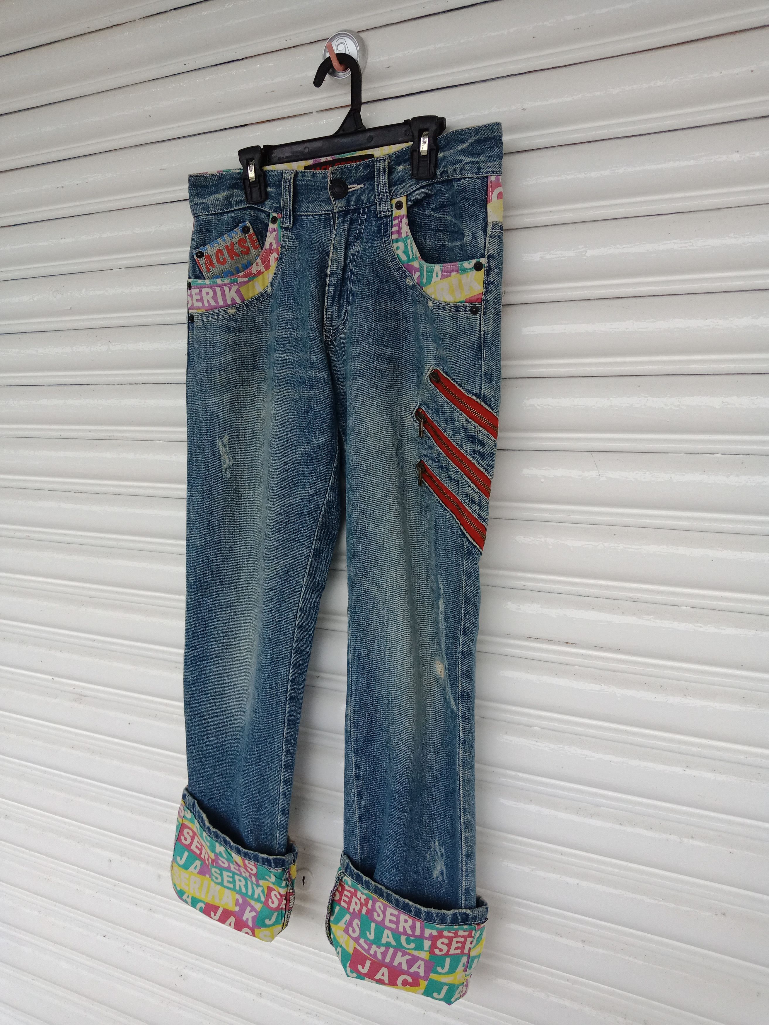 In The Attic Jack Serika Patchworks Multi Zippers Foldable Legs Size US 30 / EU 46 - 4 Thumbnail