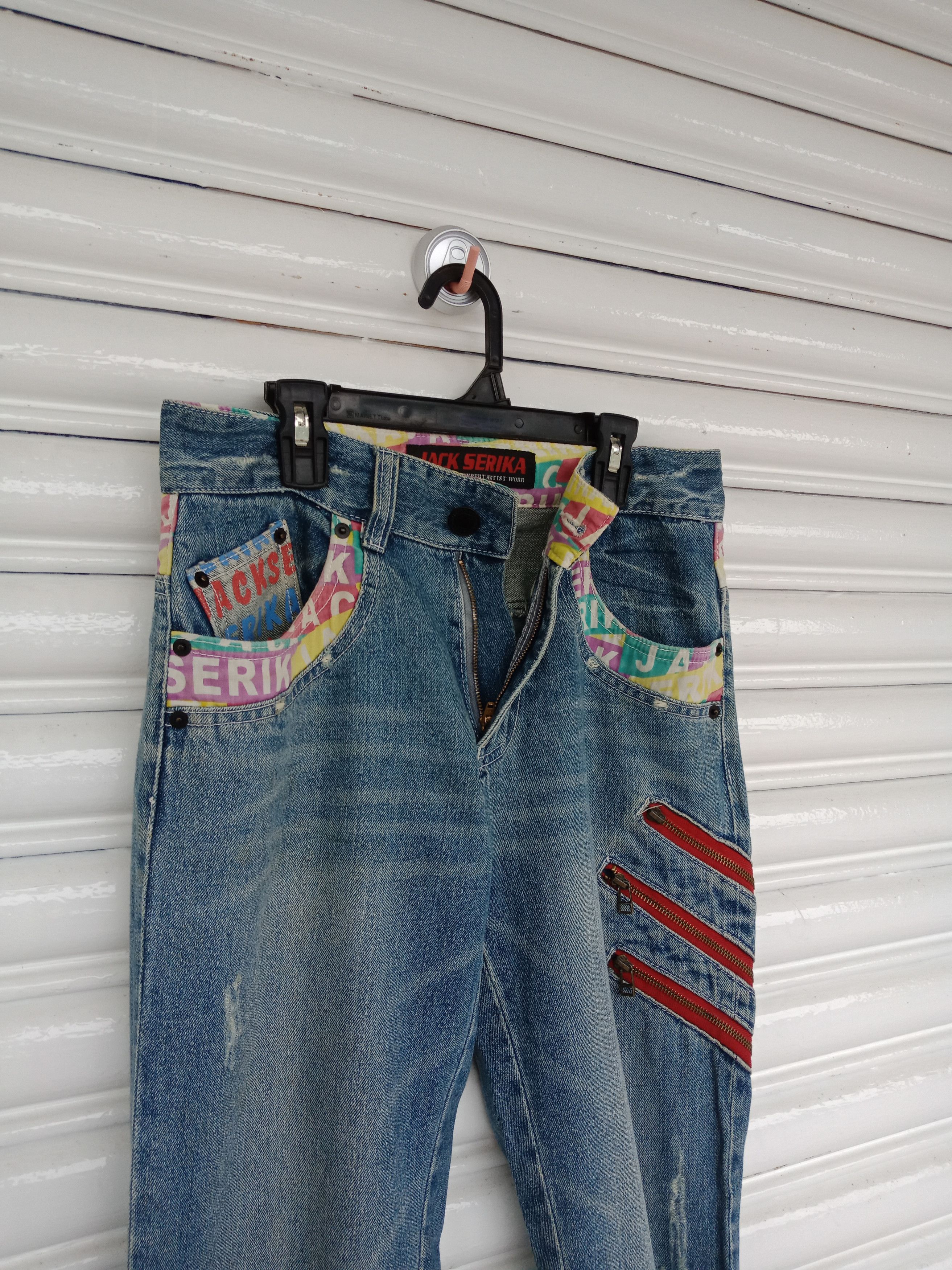 In The Attic Jack Serika Patchworks Multi Zippers Foldable Legs Size US 30 / EU 46 - 7 Thumbnail