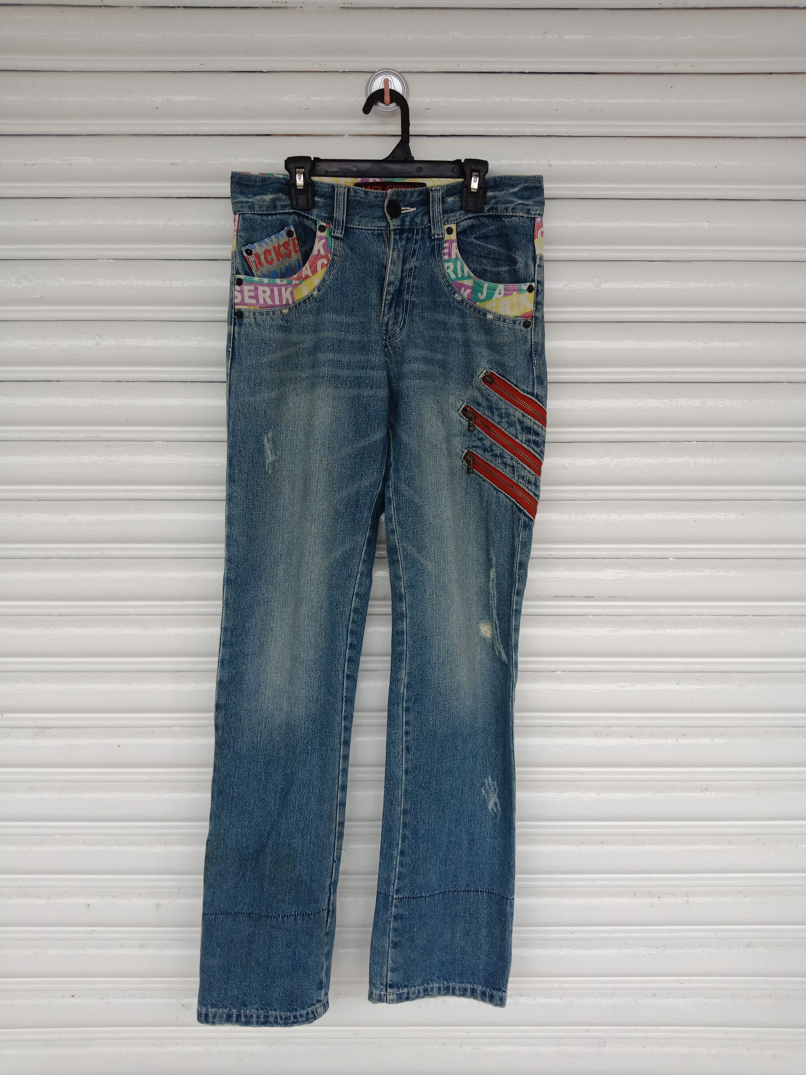 In The Attic Jack Serika Patchworks Multi Zippers Foldable Legs Size US 30 / EU 46 - 1 Thumbnail