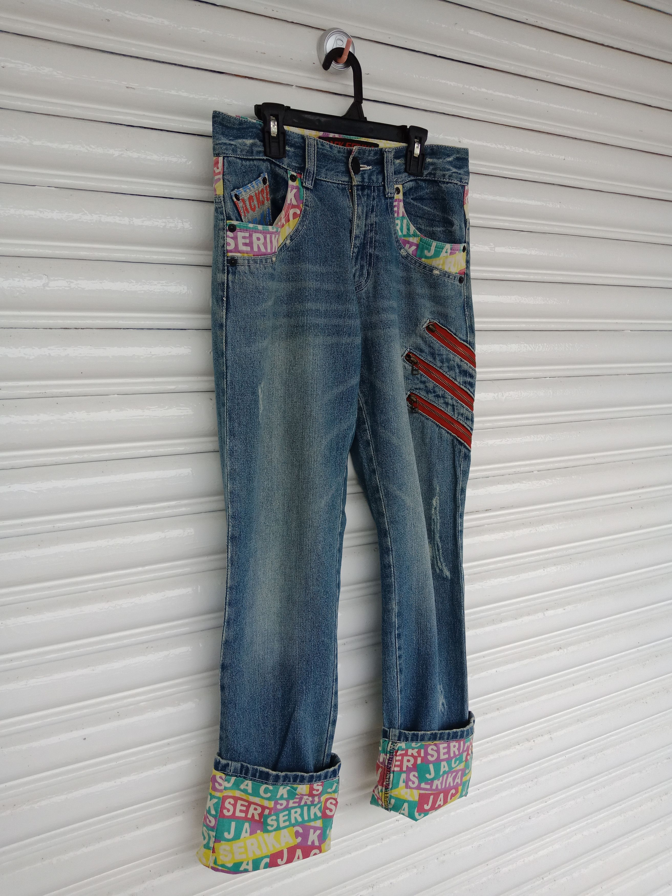 In The Attic Jack Serika Patchworks Multi Zippers Foldable Legs Size US 30 / EU 46 - 5 Thumbnail