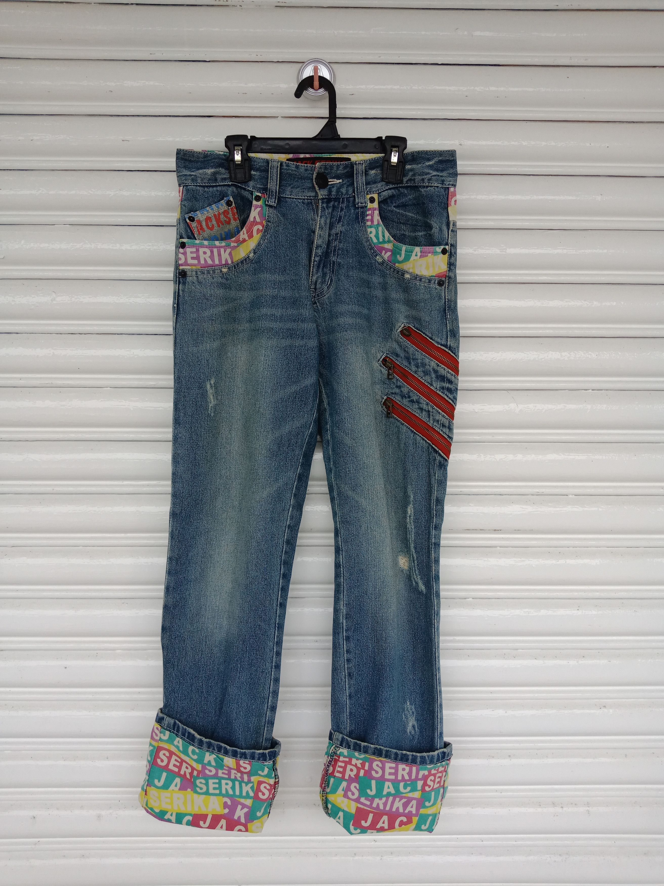 In The Attic Jack Serika Patchworks Multi Zippers Foldable Legs Size US 30 / EU 46 - 3 Thumbnail