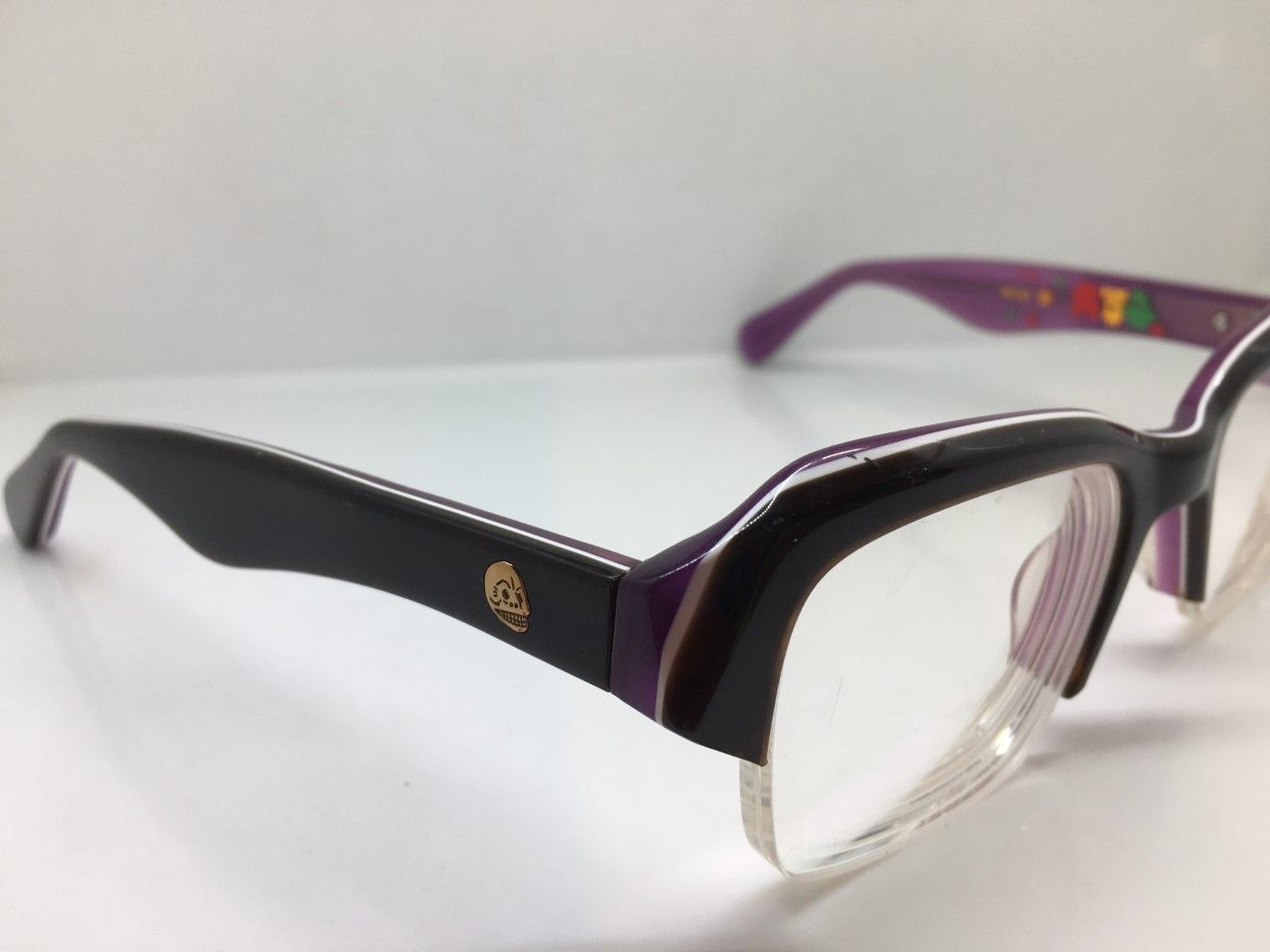 Vintage MOD HUMAN SKULL BLACK / PURPLE LAMINATE EYEGLASSES N.O.S. Size ONE SIZE - 9 Thumbnail