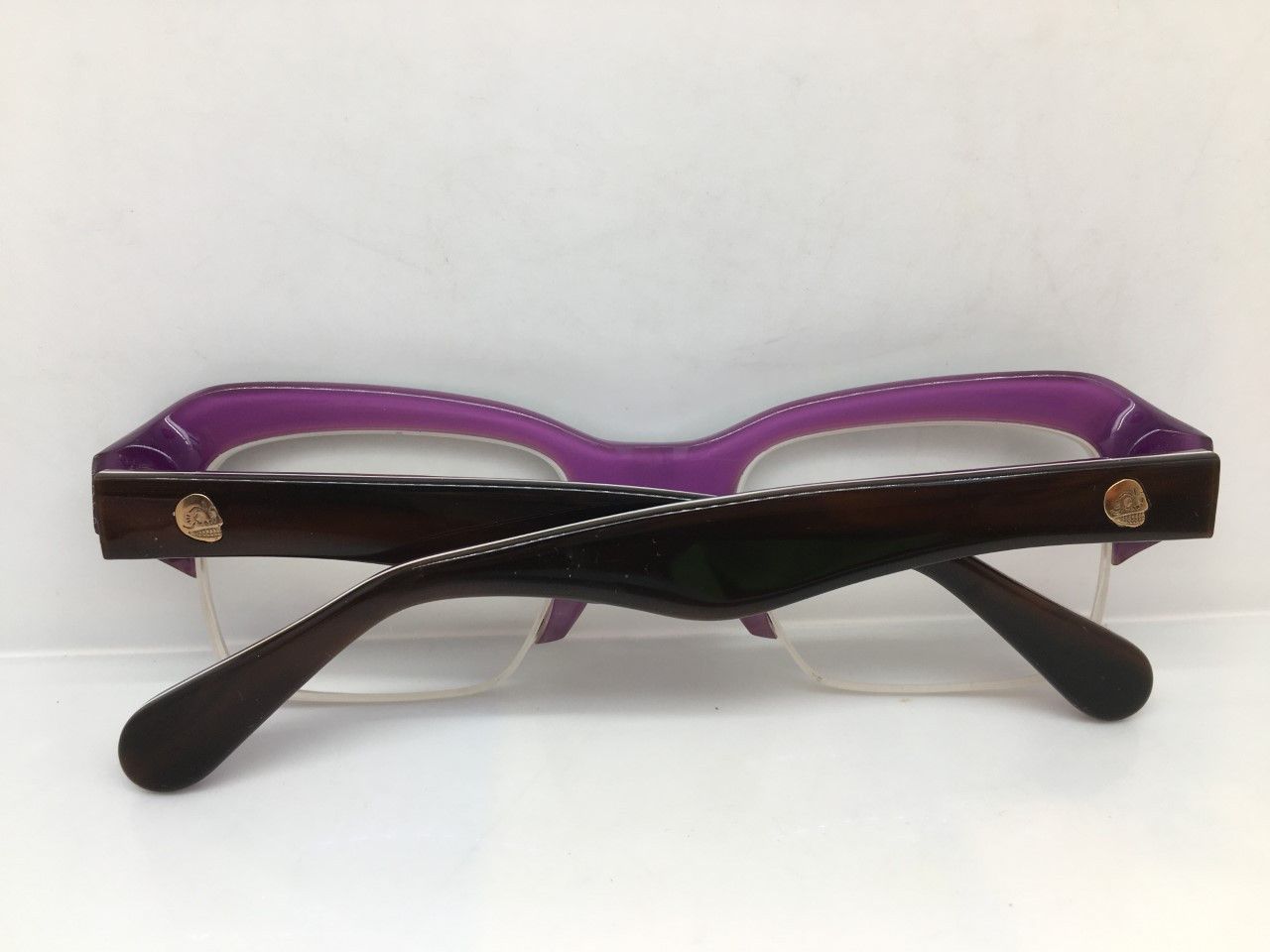 Vintage MOD HUMAN SKULL BLACK / PURPLE LAMINATE EYEGLASSES N.O.S. Size ONE SIZE - 5 Thumbnail