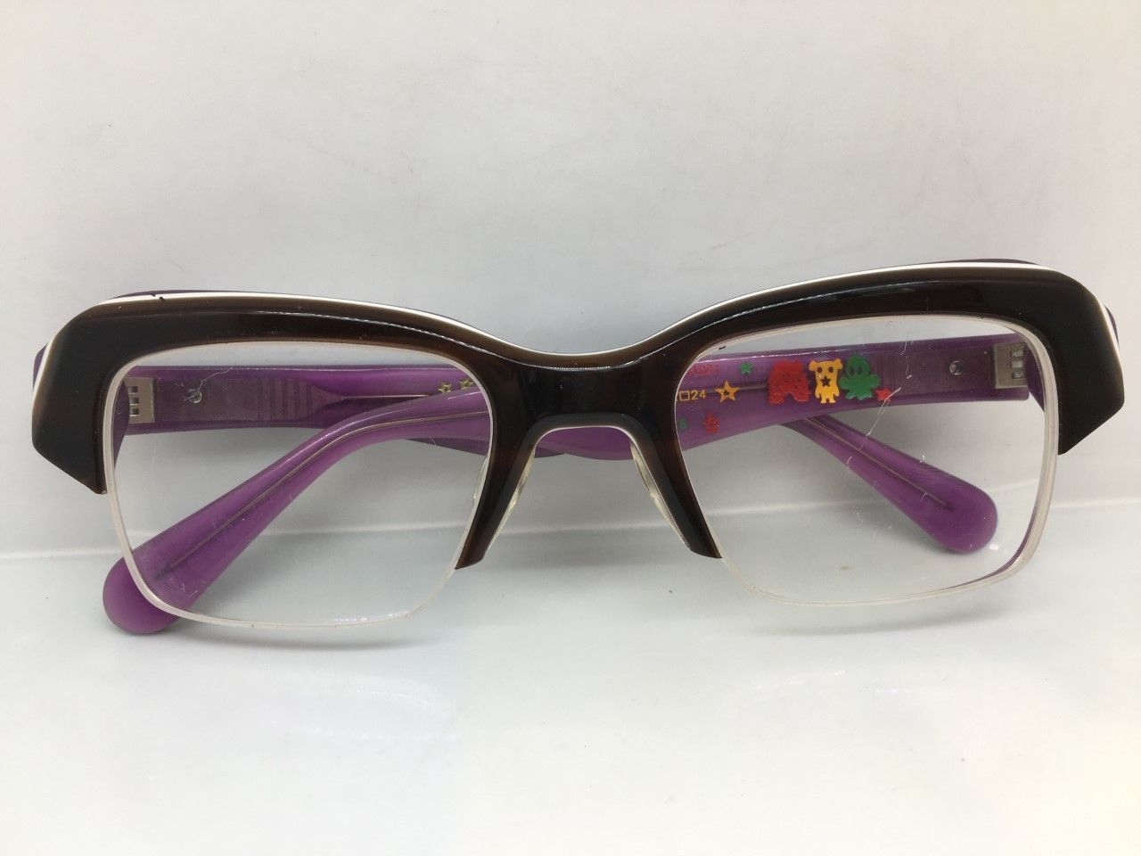 Vintage MOD HUMAN SKULL BLACK / PURPLE LAMINATE EYEGLASSES N.O.S. Size ONE SIZE - 2 Thumbnail
