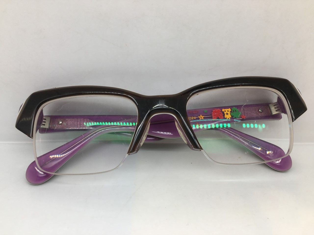 Vintage MOD HUMAN SKULL BLACK / PURPLE LAMINATE EYEGLASSES N.O.S. Size ONE SIZE - 7 Thumbnail