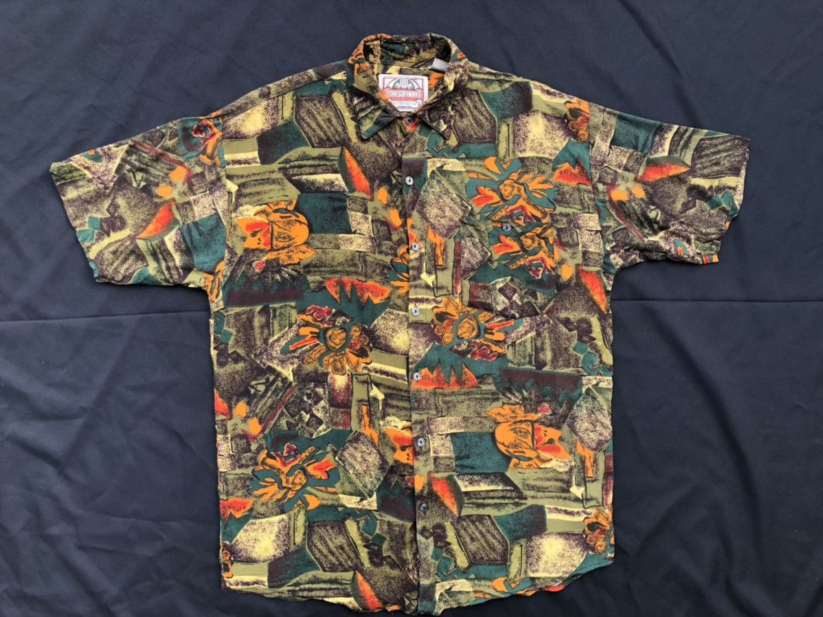 Vintage 90s SecondClub Abstract Art Rayon Gypsy Shirt Baggy