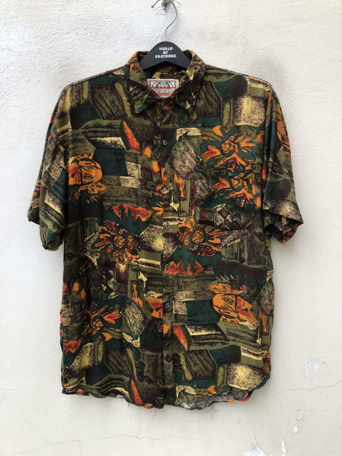 Vintage Vintage 90s SecondClub Abstract Art Rayon Gypsy Shirt Baggy Size US S / EU 44-46 / 1 - 3 Thumbnail