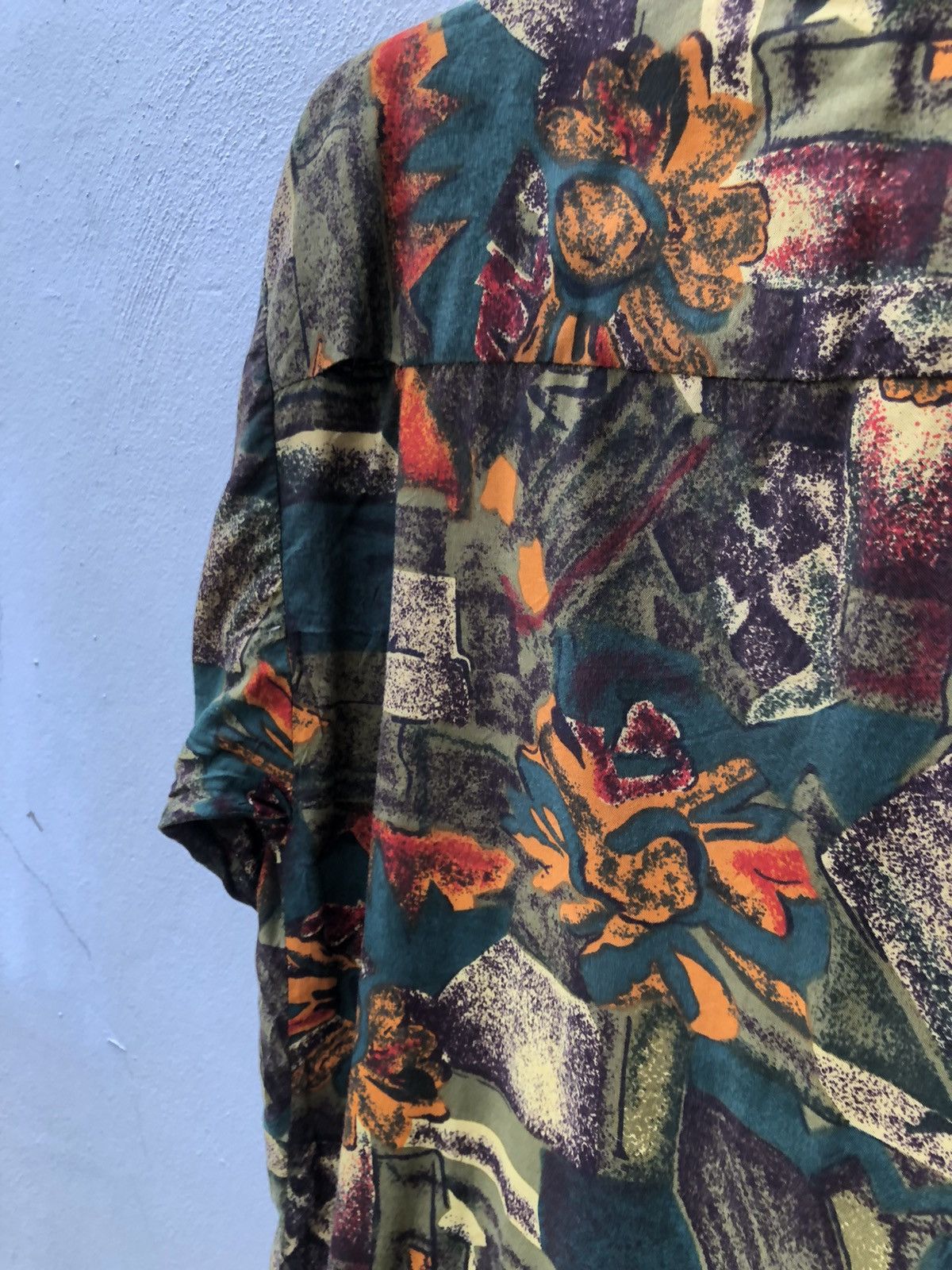 Vintage Vintage 90s SecondClub Abstract Art Rayon Gypsy Shirt Baggy Size US S / EU 44-46 / 1 - 14 Thumbnail