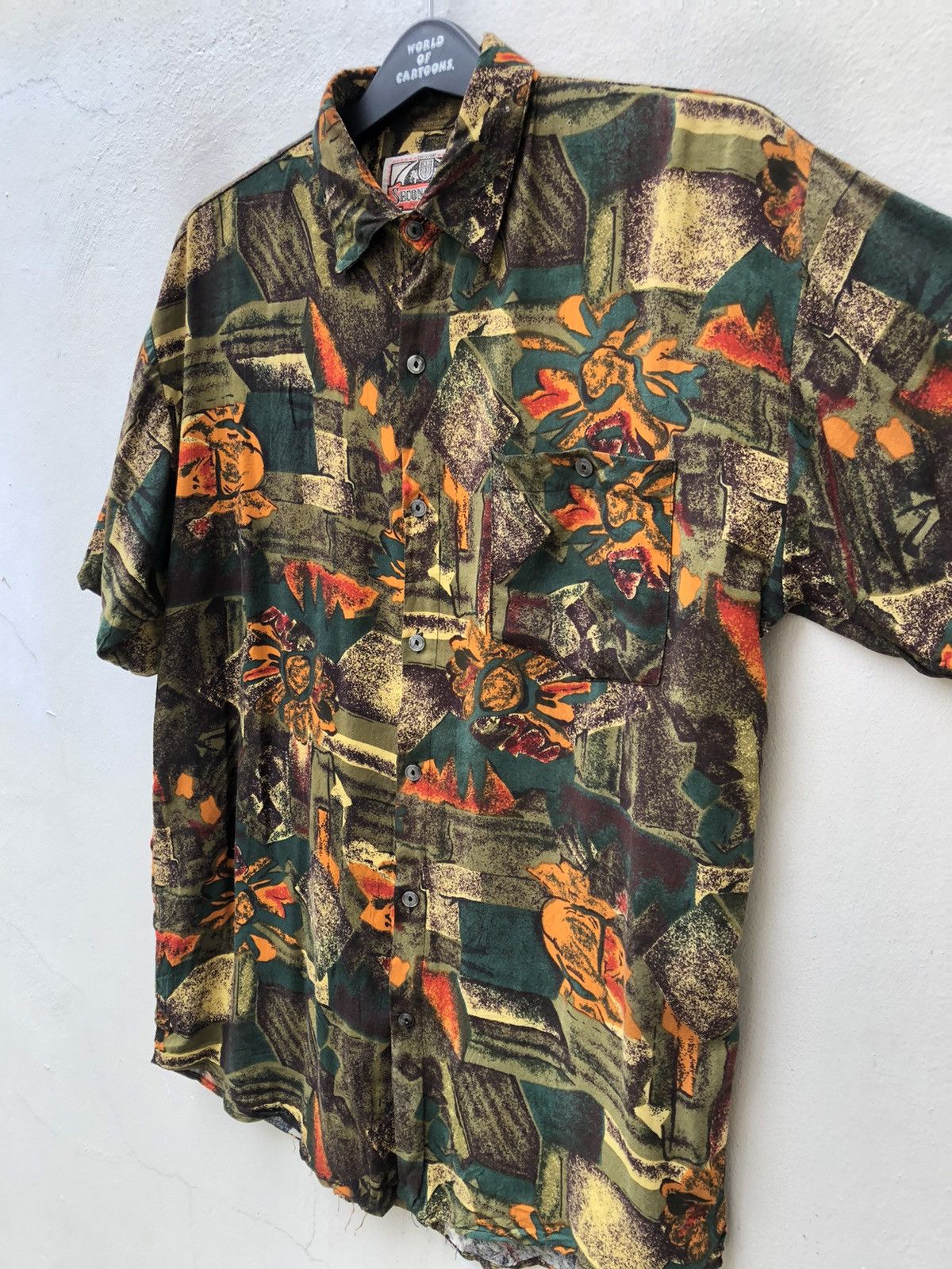 Vintage Vintage 90s SecondClub Abstract Art Rayon Gypsy Shirt Baggy Size US S / EU 44-46 / 1 - 8 Thumbnail