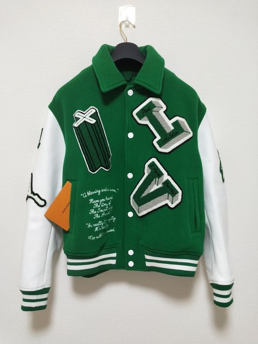 Louis Vuitton Varsity Leather Jacket Green Men's - FW21 - US