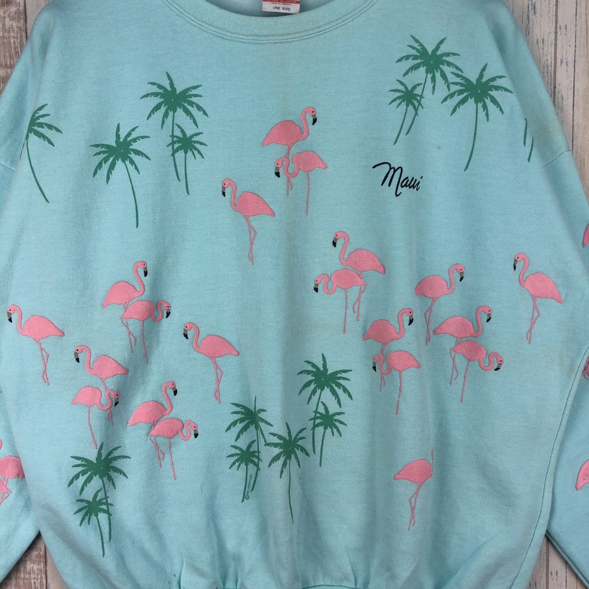 Vintage Vintage 80s Maui Flamingo Fullprint Sweatshirt Crewneck Size US XXL / EU 58 / 5 - 4 Thumbnail