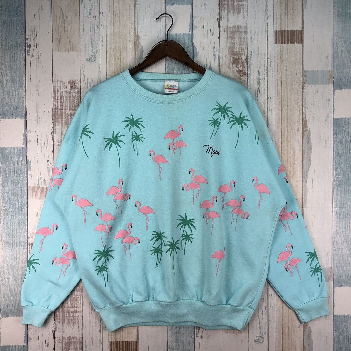Vintage Vintage 80s Maui Flamingo Fullprint Sweatshirt Crewneck Size US XXL / EU 58 / 5 - 1 Thumbnail