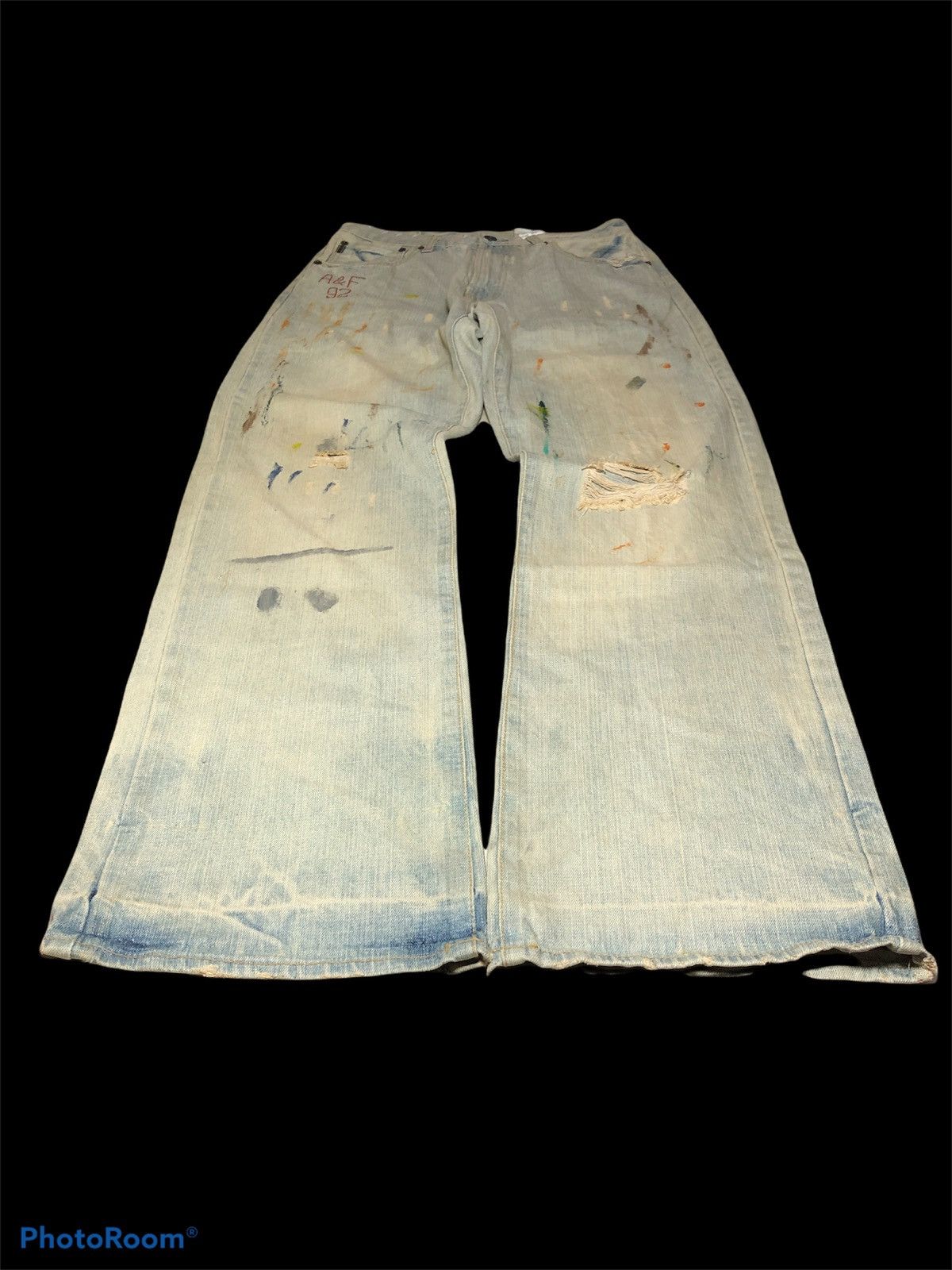 Abercrombie & Fitch WIDE LEG A&F PAINTED DISTRESSED DENIM Size US 30 / EU 46 - 3 Thumbnail
