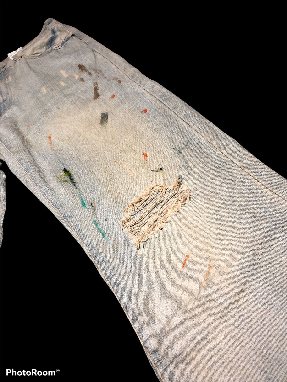 Abercrombie & Fitch WIDE LEG A&F PAINTED DISTRESSED DENIM Size US 30 / EU 46 - 6 Thumbnail