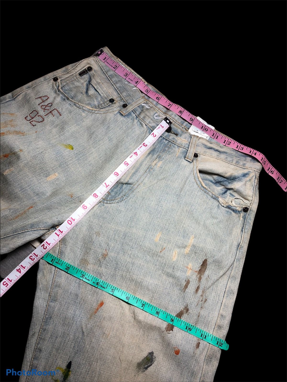 Abercrombie & Fitch WIDE LEG A&F PAINTED DISTRESSED DENIM Size US 30 / EU 46 - 10 Thumbnail