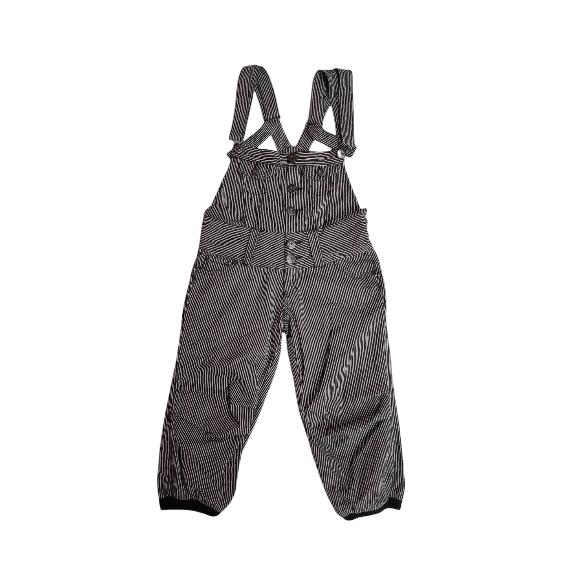 Japanese Brand Vintage Dig Deep Overall Jumpsuit Hickory Stripe Denim Size US 28 / EU 44 - 1 Thumbnail