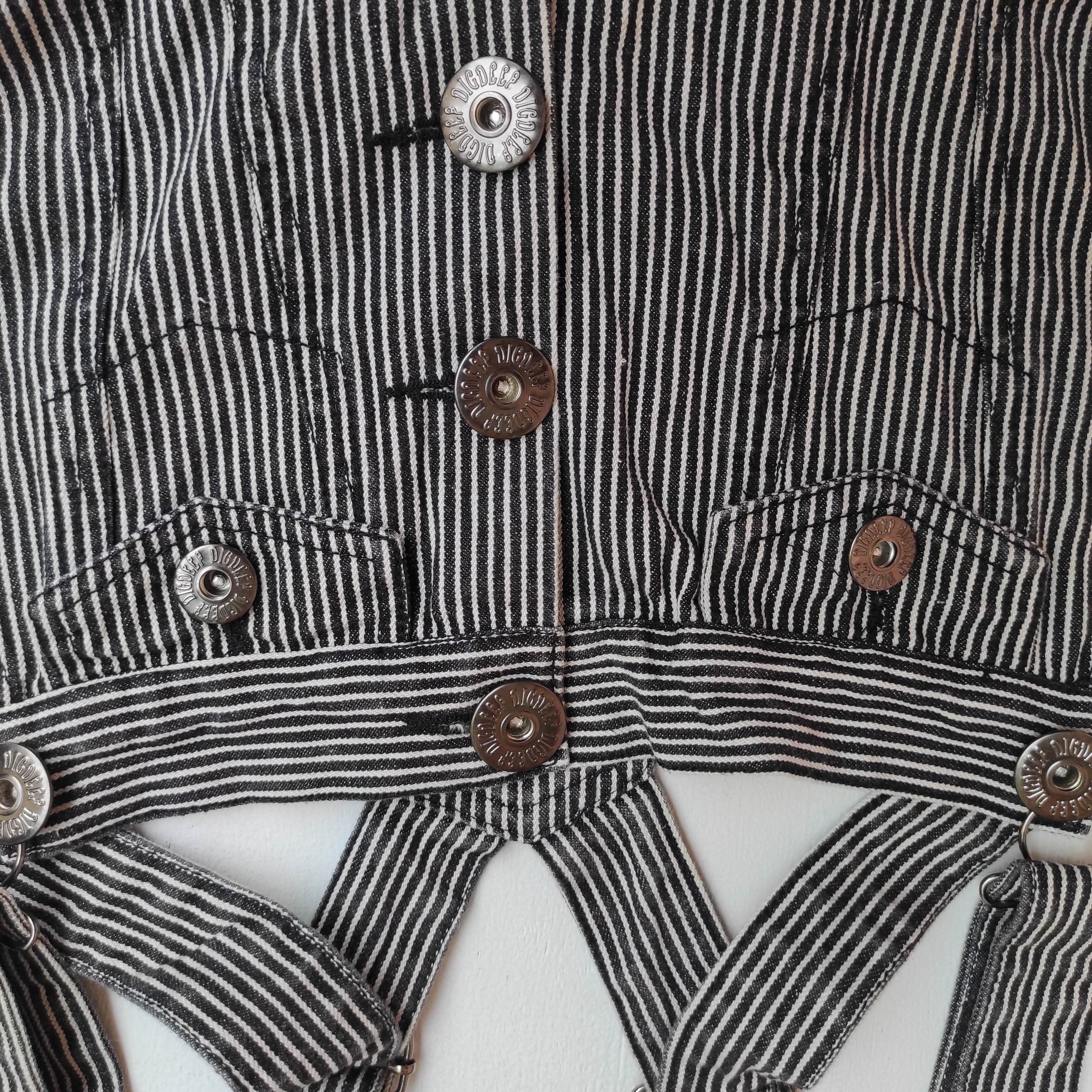 Japanese Brand Vintage Dig Deep Overall Jumpsuit Hickory Stripe Denim Size US 28 / EU 44 - 5 Thumbnail