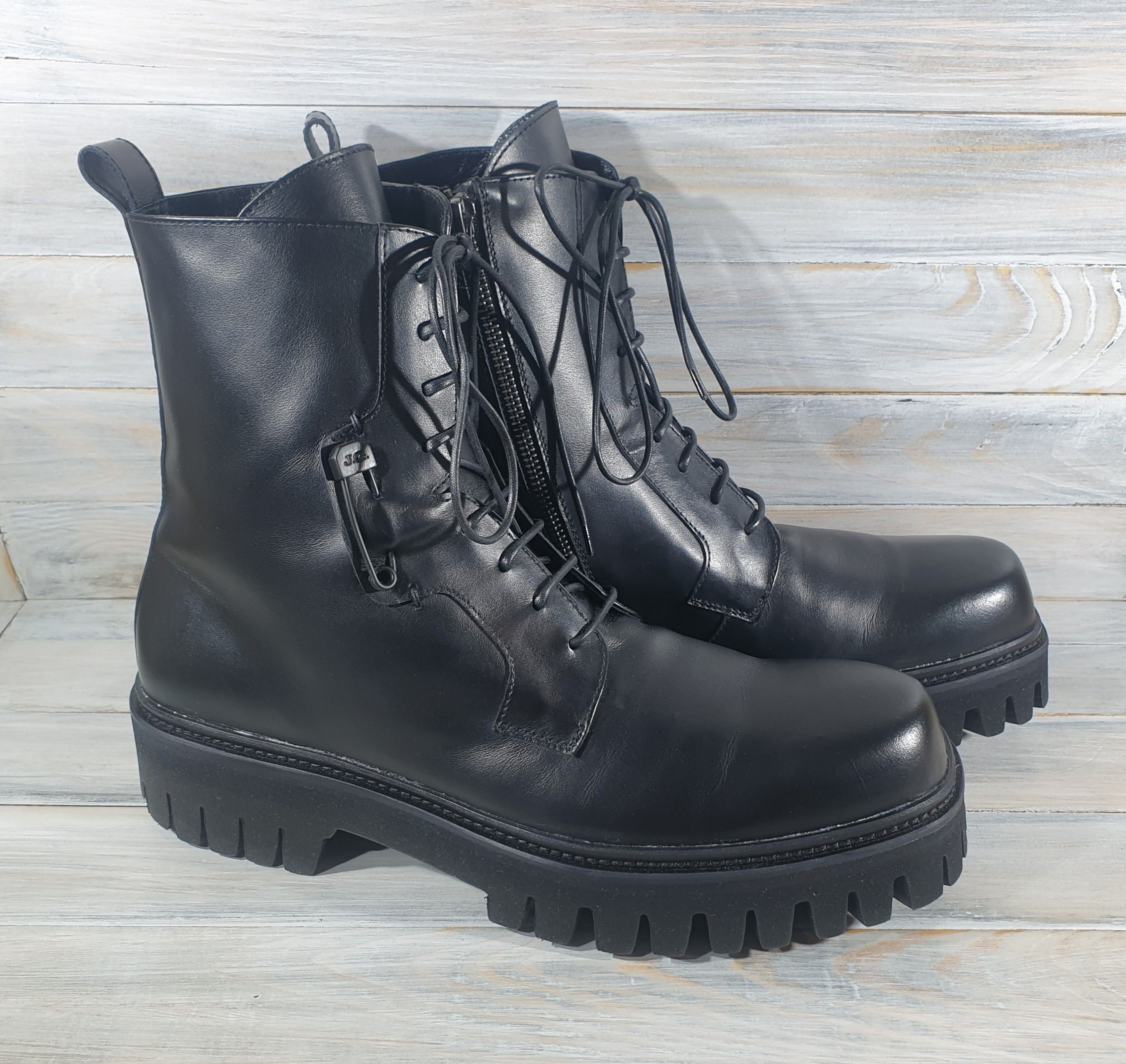 John Galliano John Galliano Leather Combat Boots In Made In Italy