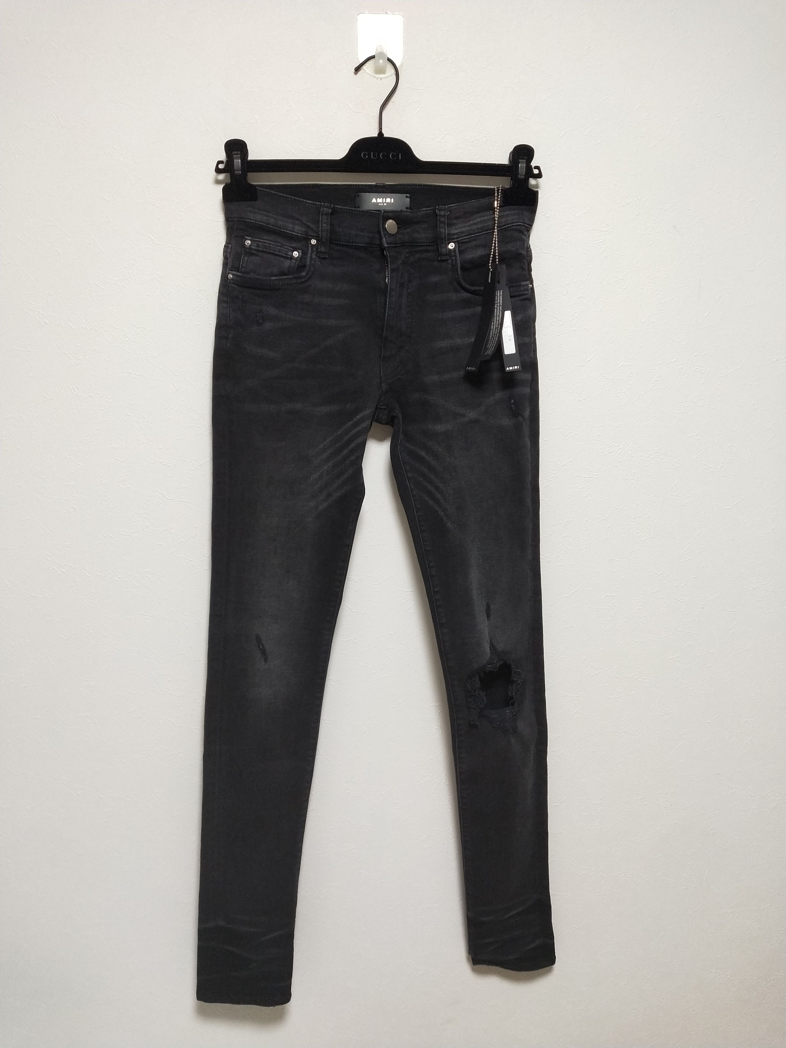 Amiri Amiri Broken Track Jeans Aged Black Neon Blue | Grailed