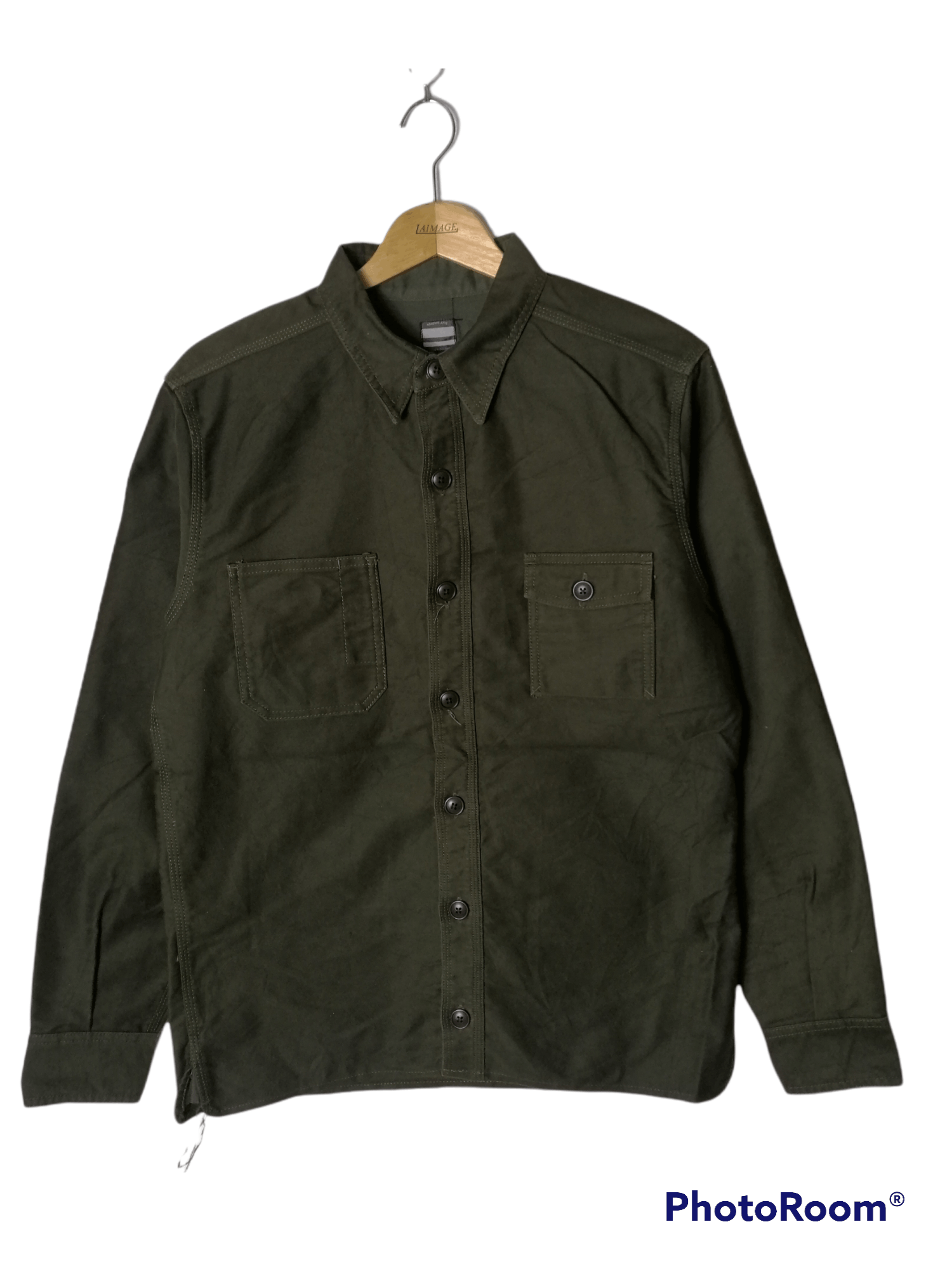 Momotaro US Army Work Shirt Long Sleeve Olive Heavy Cotton