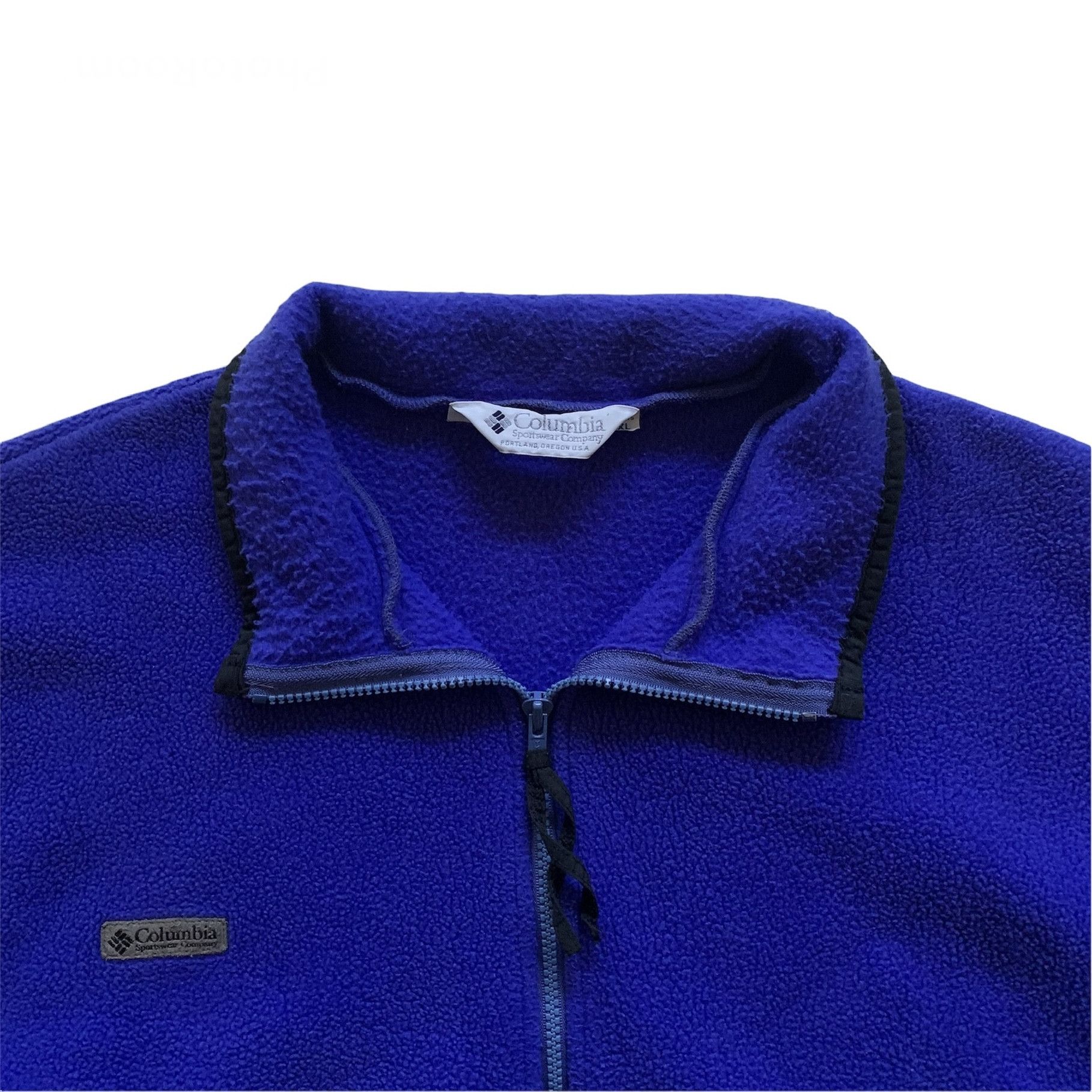 Vintage 1990s Columbia Indigo Fleece Jacket Made in USA XL