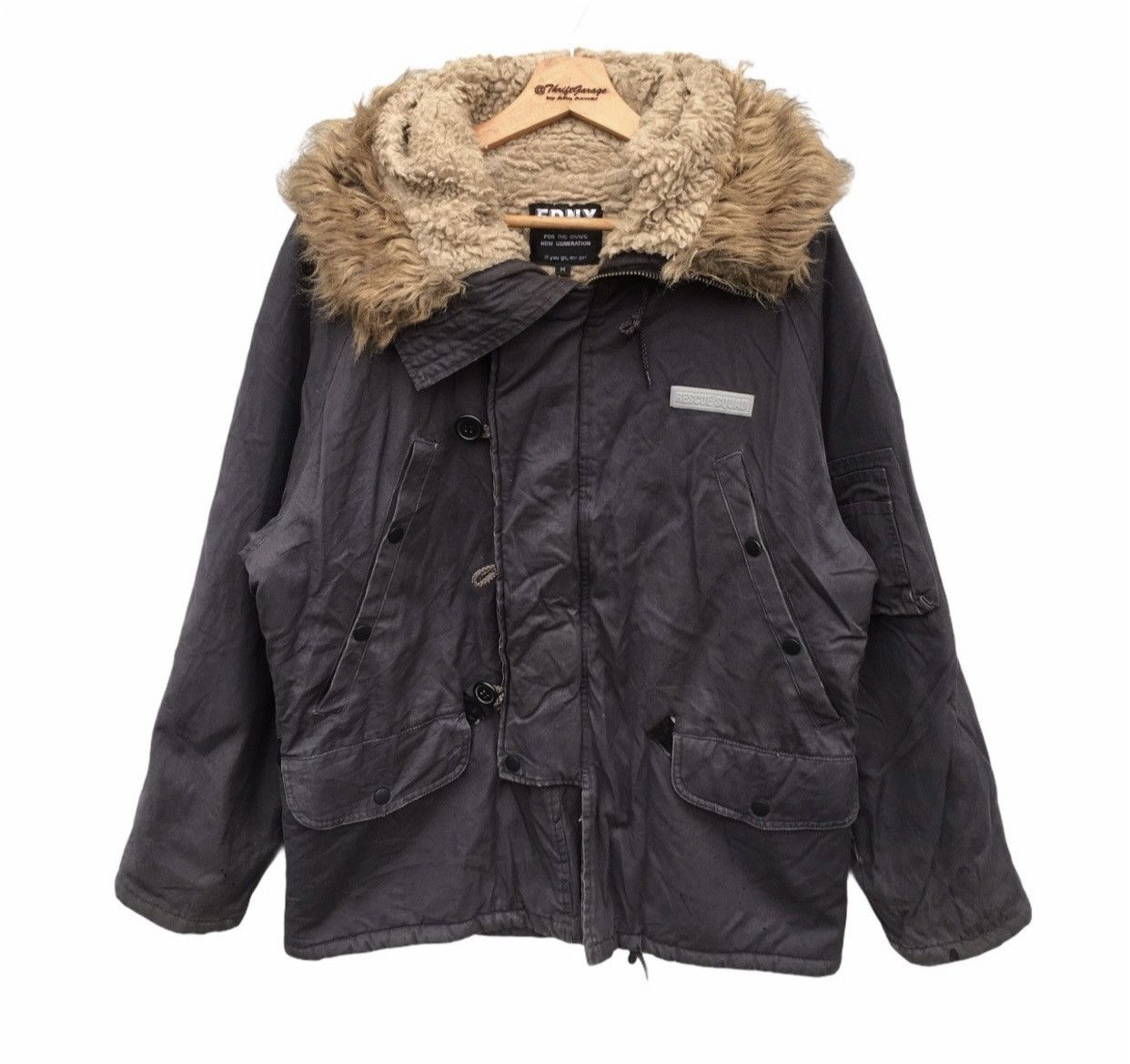 Japanese Brand × Vintage Vtg FDNY Wide Pocket Military Parka Jacket Fur Hooded Size US M / EU 48-50 / 2 - 1 Thumbnail