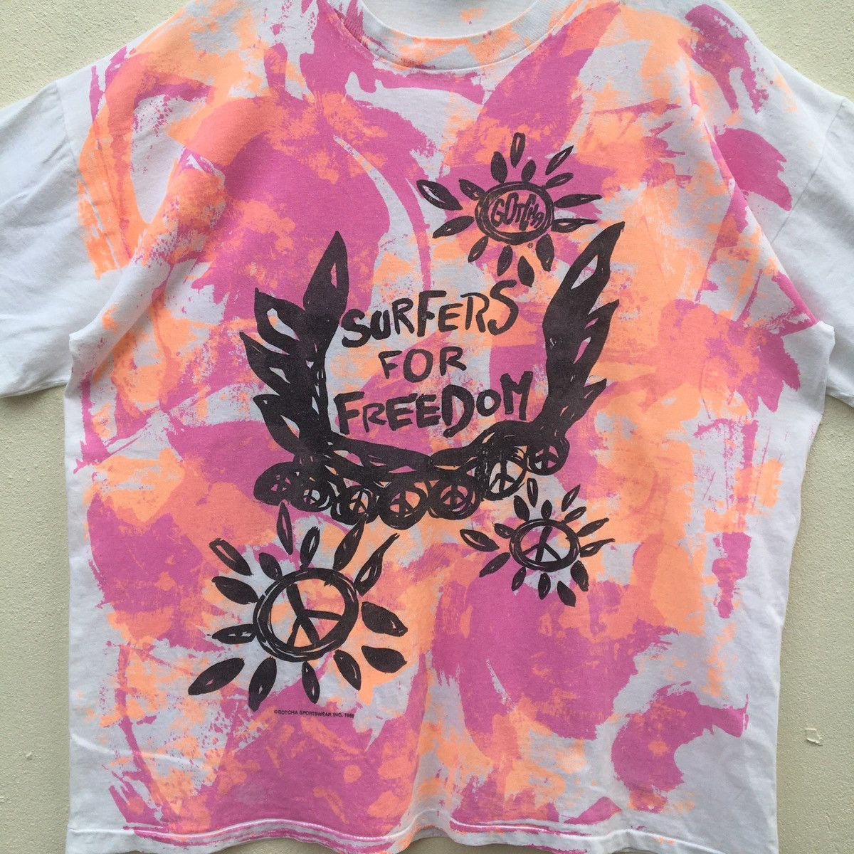 Gotcha × Vintage RARE‼️Vintage GOTCHA SURFERS FOR FREEDOM FULLPRINT T-shirt Size US XL / EU 56 / 4 - 5 Thumbnail