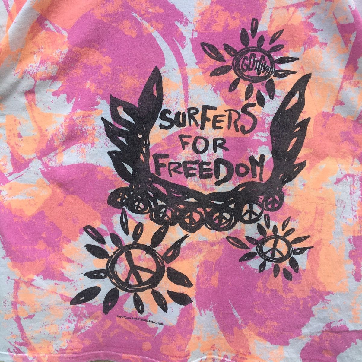 Gotcha × Vintage RARE‼️Vintage GOTCHA SURFERS FOR FREEDOM FULLPRINT T-shirt Size US XL / EU 56 / 4 - 9 Thumbnail