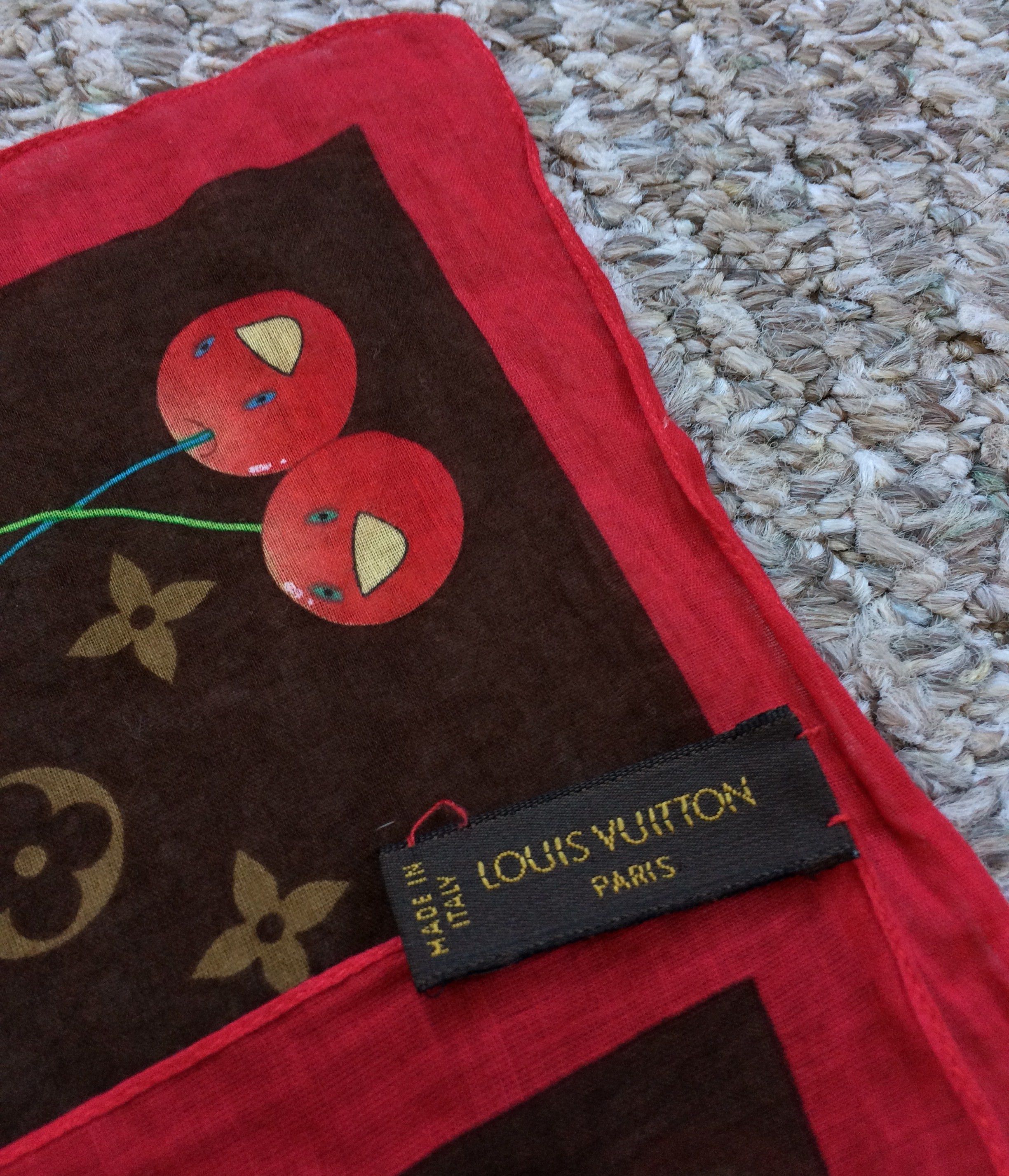 Louis Vuitton × Takashi Murakami S/S 2005 Louis Vuitton Murakami Cherry Monogram Scarf Size ONE SIZE - 4 Thumbnail