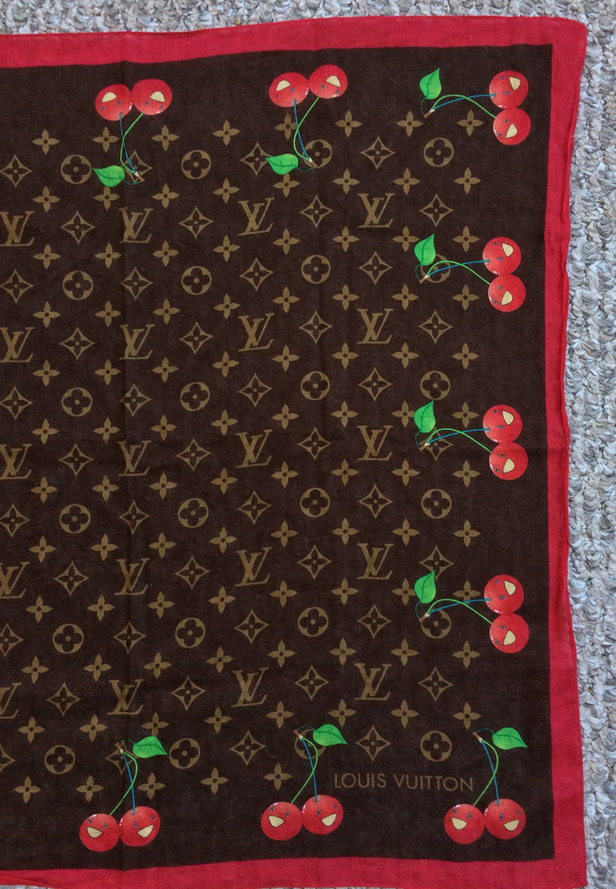 Louis Vuitton × Takashi Murakami S/S 2005 Louis Vuitton Murakami Cherry Monogram Scarf Size ONE SIZE - 3 Thumbnail