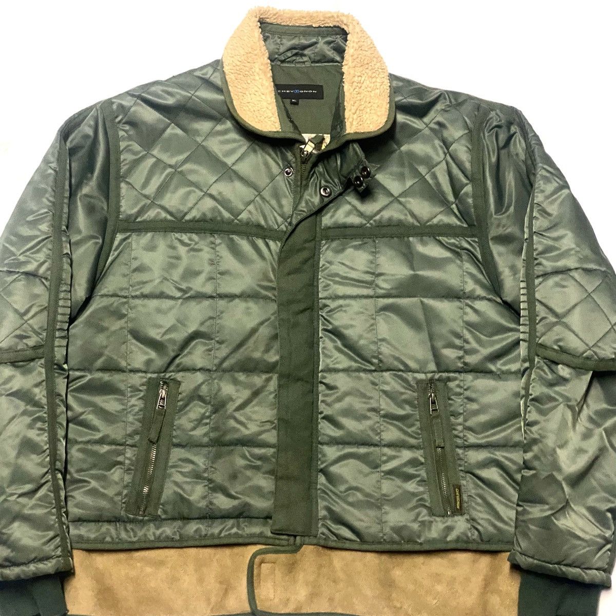 Chevignon Cosmos military green jacket with sherpa collar