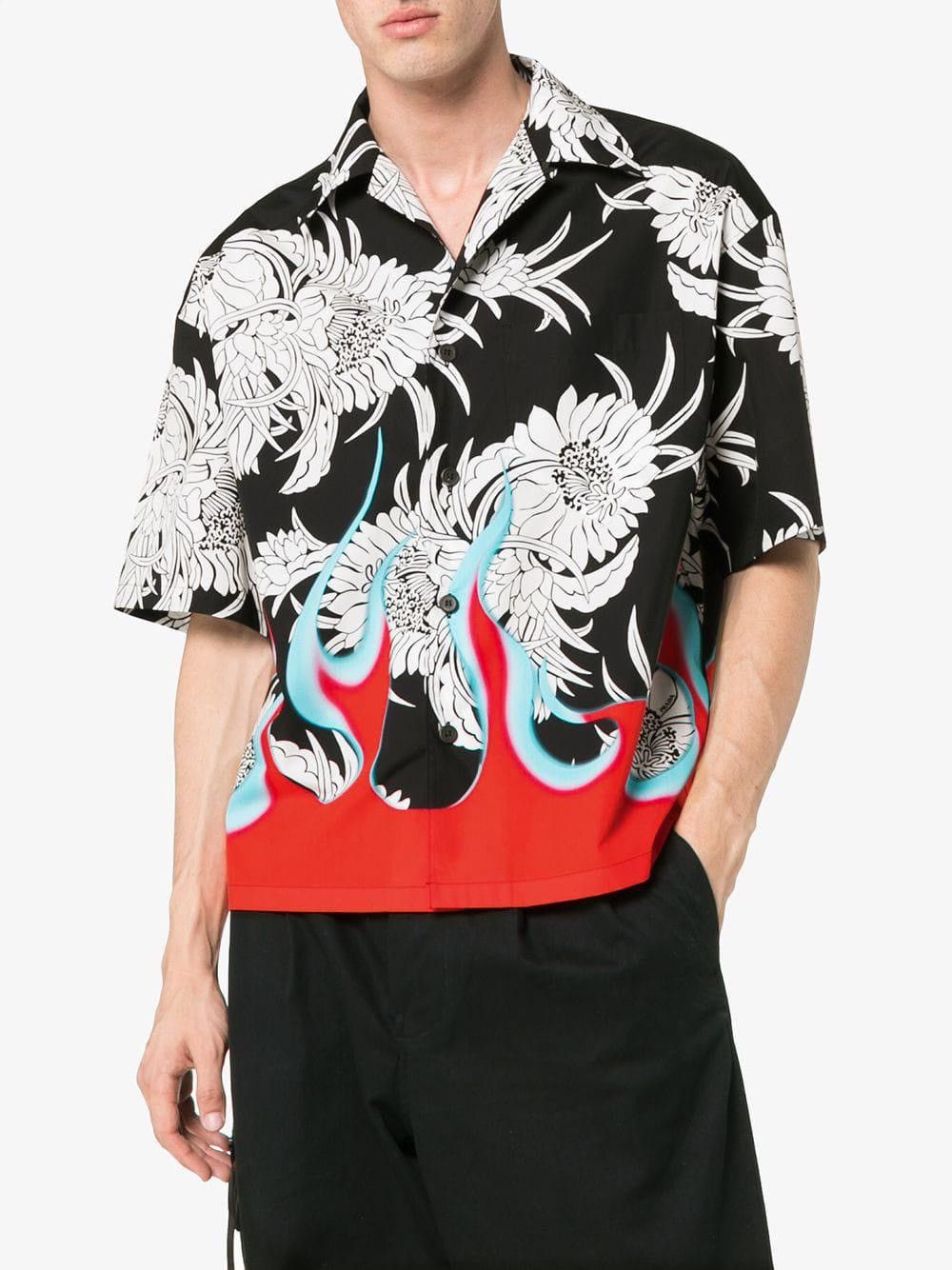 Prada Prada Cotton Flame Print Shirt Size US XXL / EU 58 / 5 - 7 Thumbnail