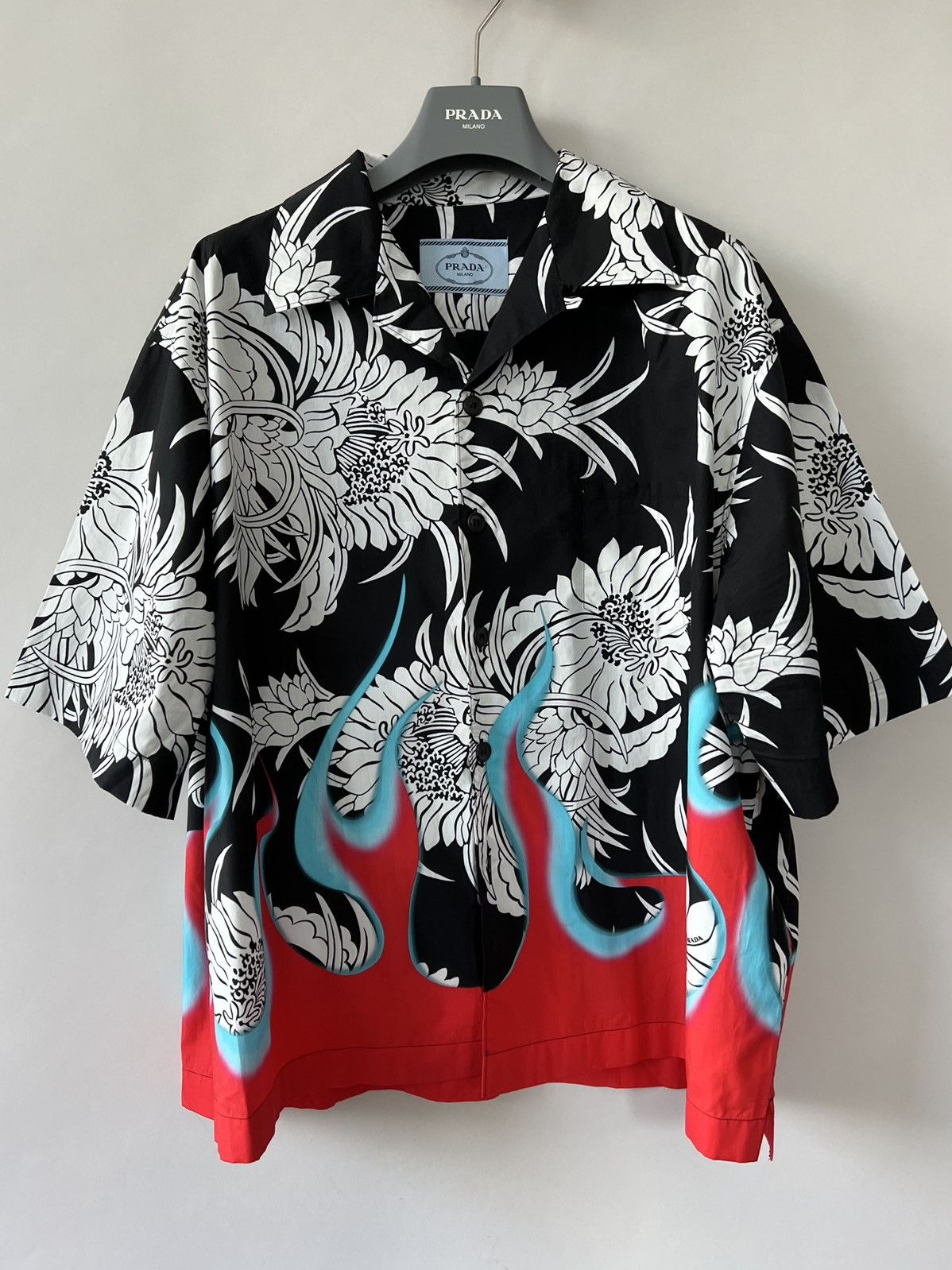 Prada Prada Cotton Flame Print Shirt Size US XXL / EU 58 / 5 - 1 Thumbnail