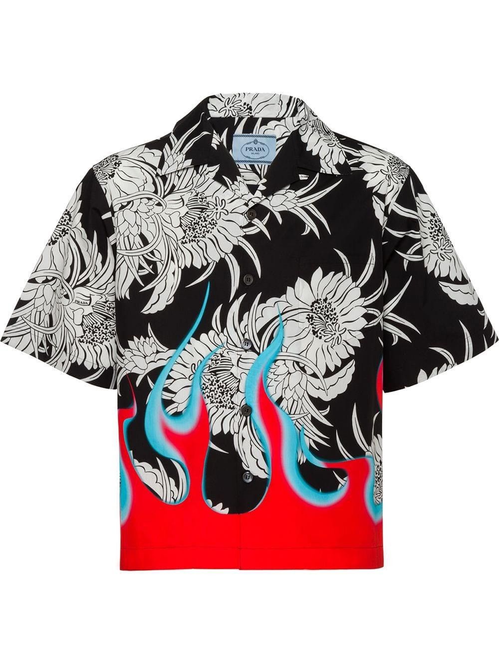 Prada Prada Cotton Flame Print Shirt Size US XXL / EU 58 / 5 - 8 Thumbnail