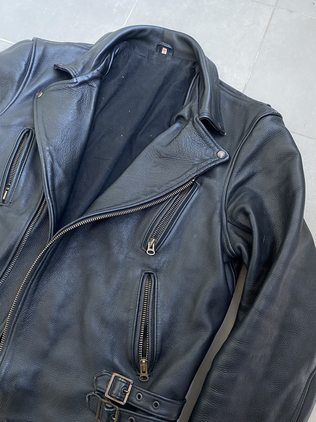 Genuine Leather × Vintage Vintage 90s Leather Biker Jacket Size US M / EU 48-50 / 2 - 2 Thumbnail