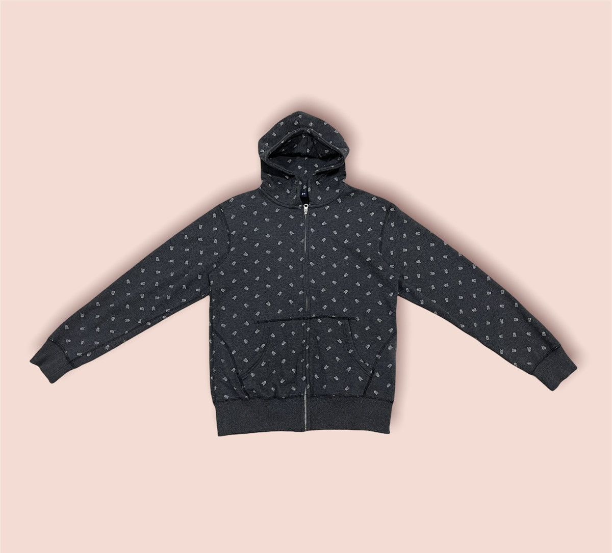 image of Jun Takahashi x Skulls Gu Skulls Monogram Hoodie Sweatshirt in Dark Grey, Men's (Size Small)