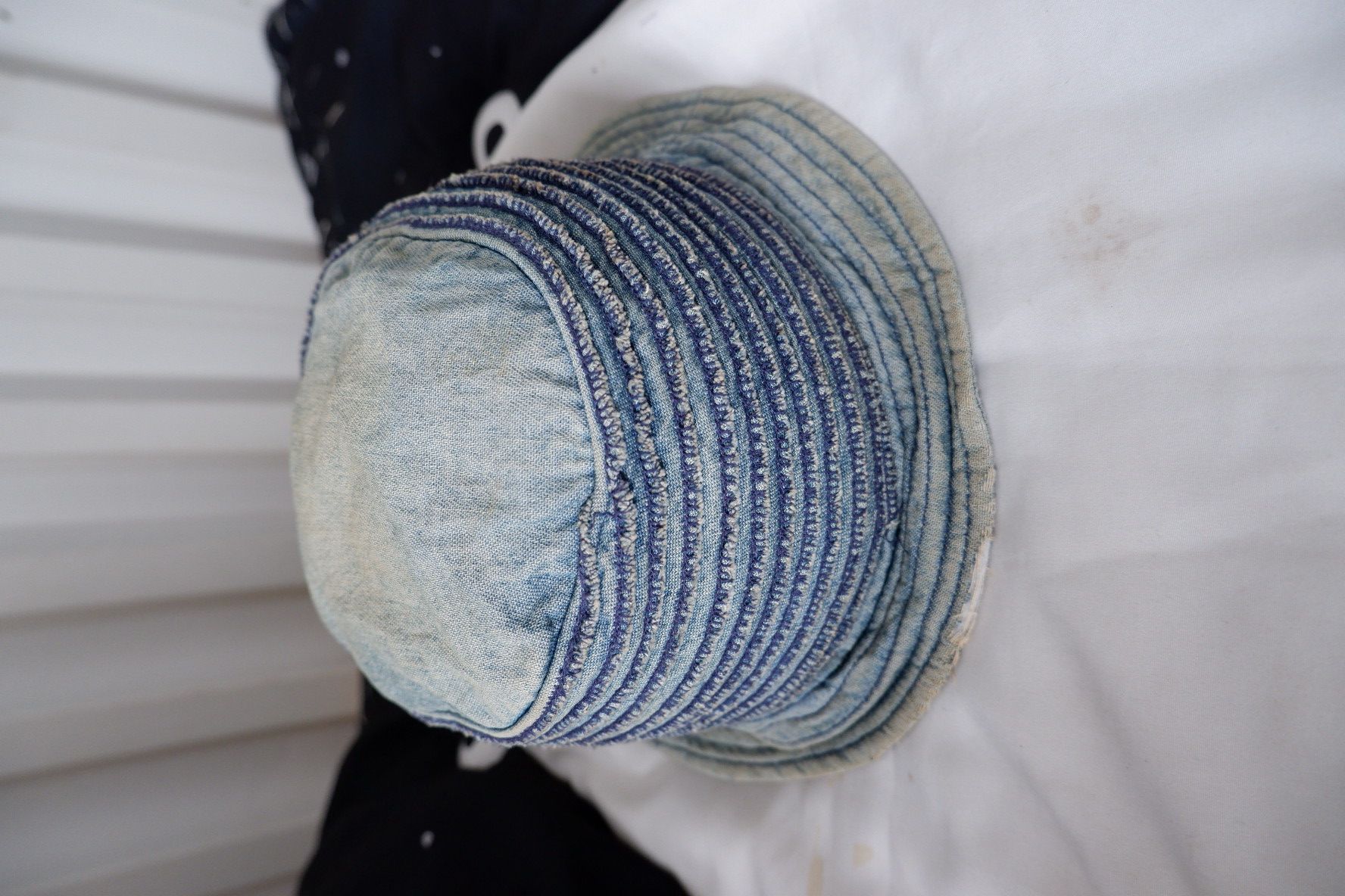 image of Vintage Distressed Bucket Hat in Denim, Men's